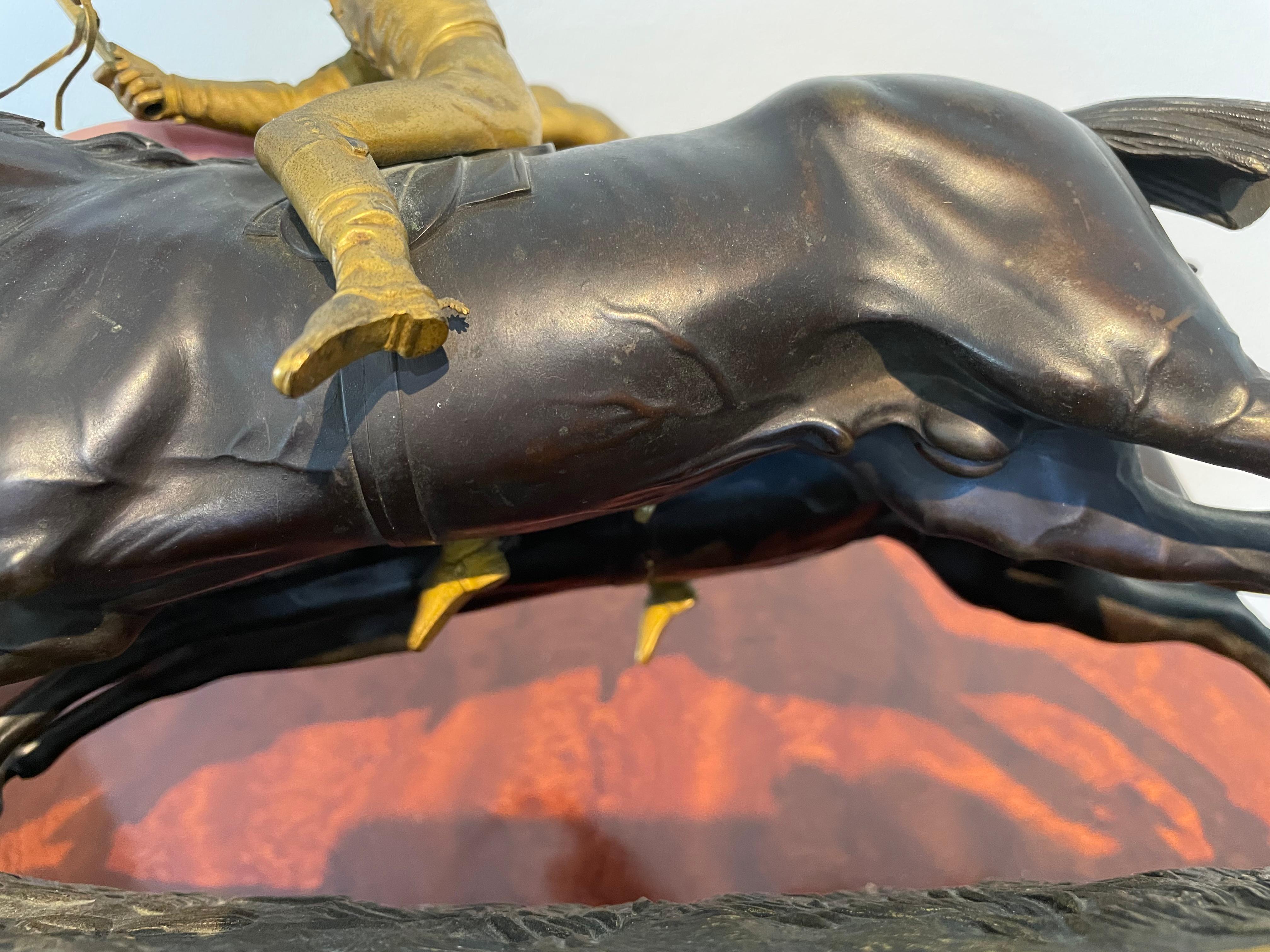 Bronze Sculpture of Two Racing Jockeys For Sale 3