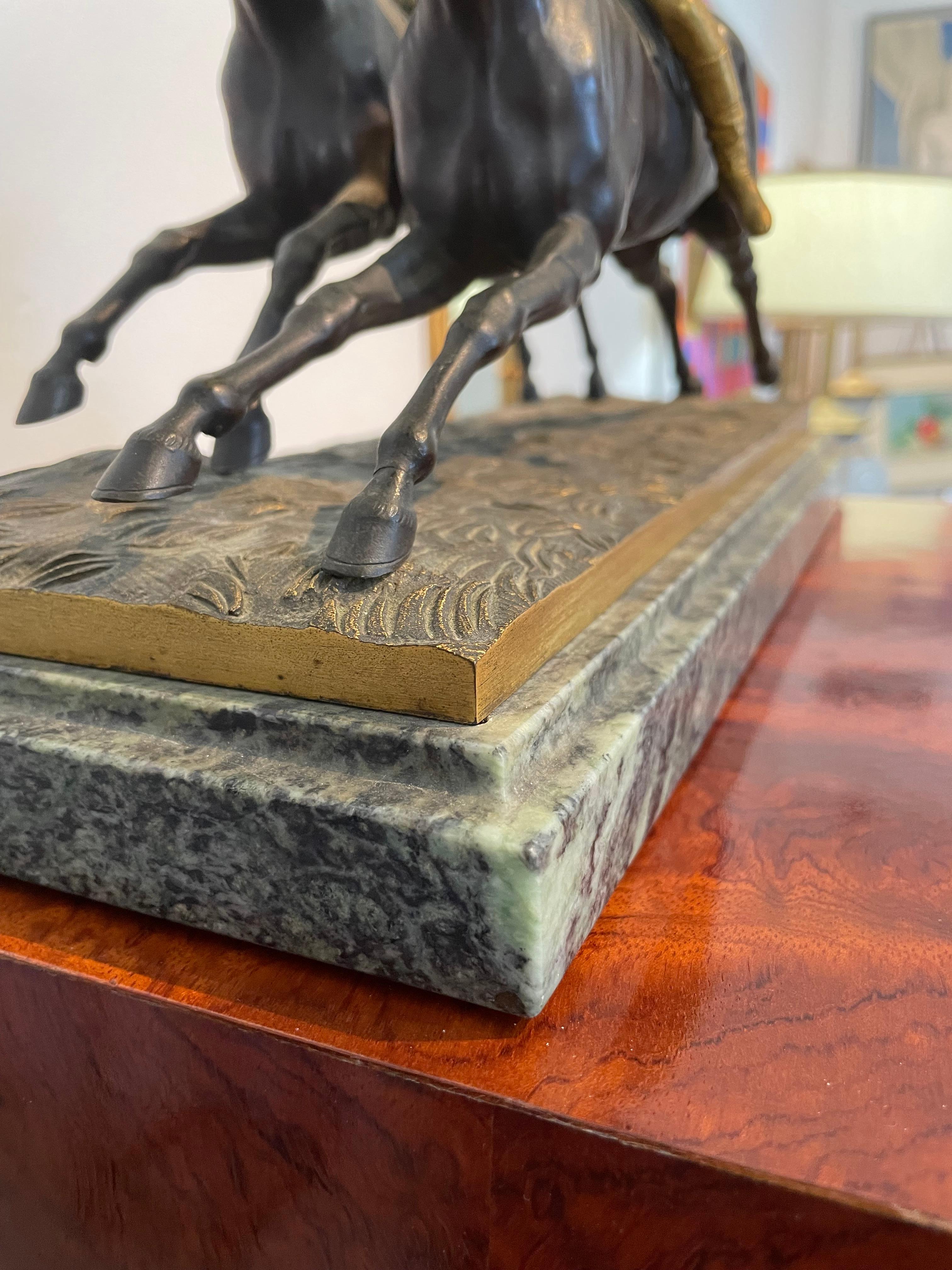 Bronze Sculpture of Two Racing Jockeys For Sale 6