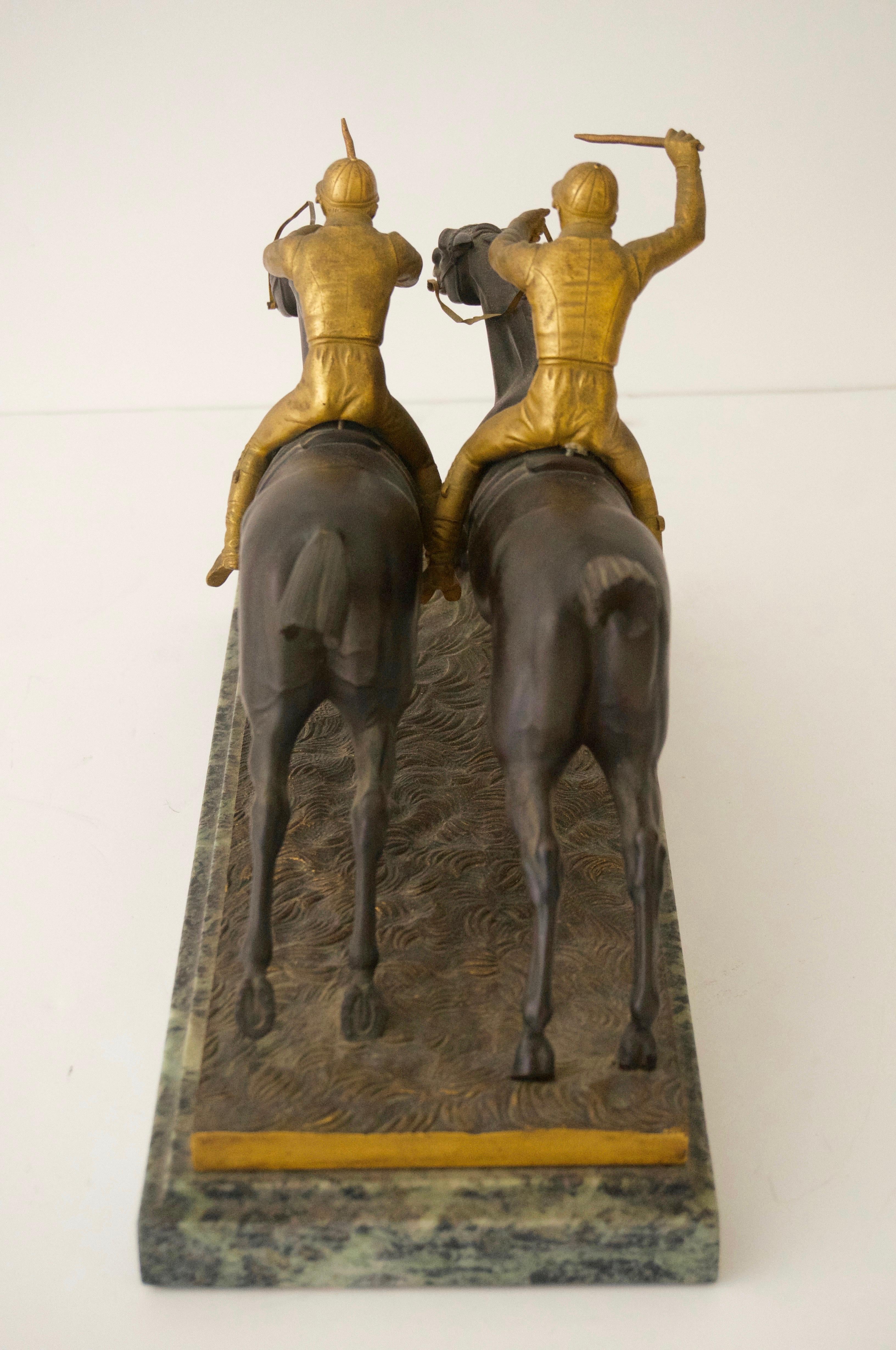 Edwardian Bronze Sculpture of Two Racing Jockeys For Sale