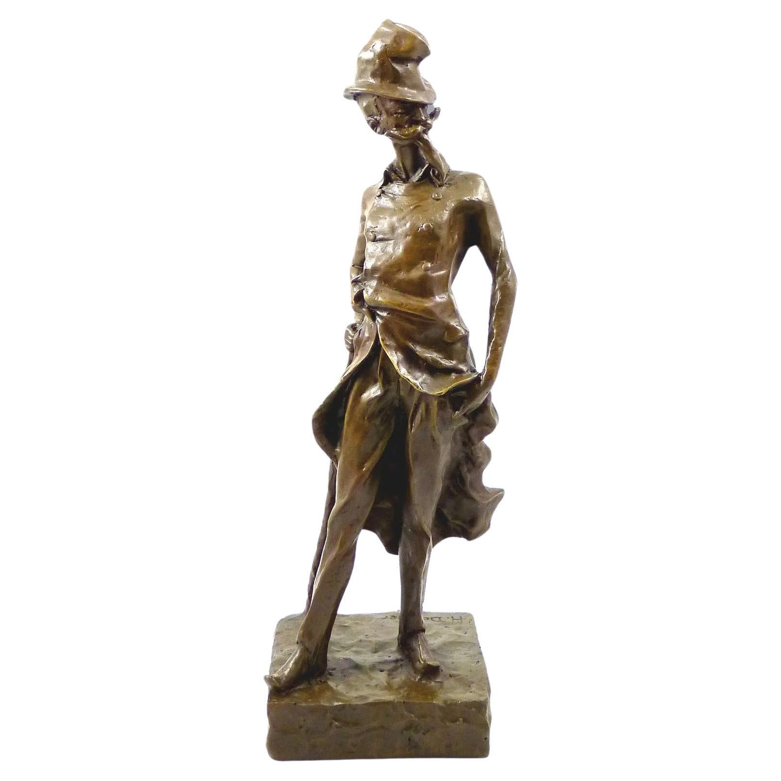Scultura in bronzo di Ratapoil dopo Honoré Daumier, 20° secolo.
