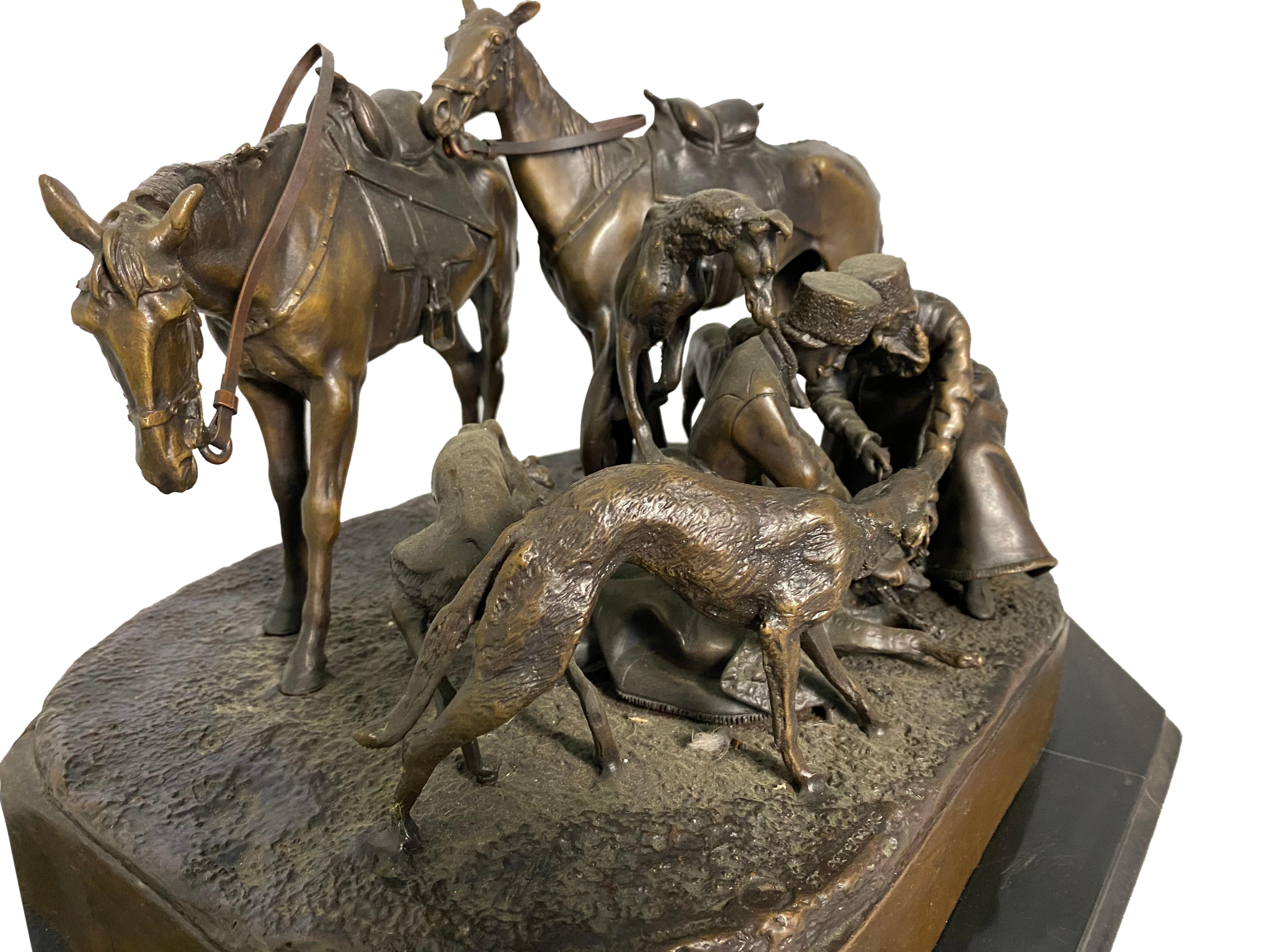 Bronze Sculpture of Russian Hunting Party, 19th Century For Sale 2