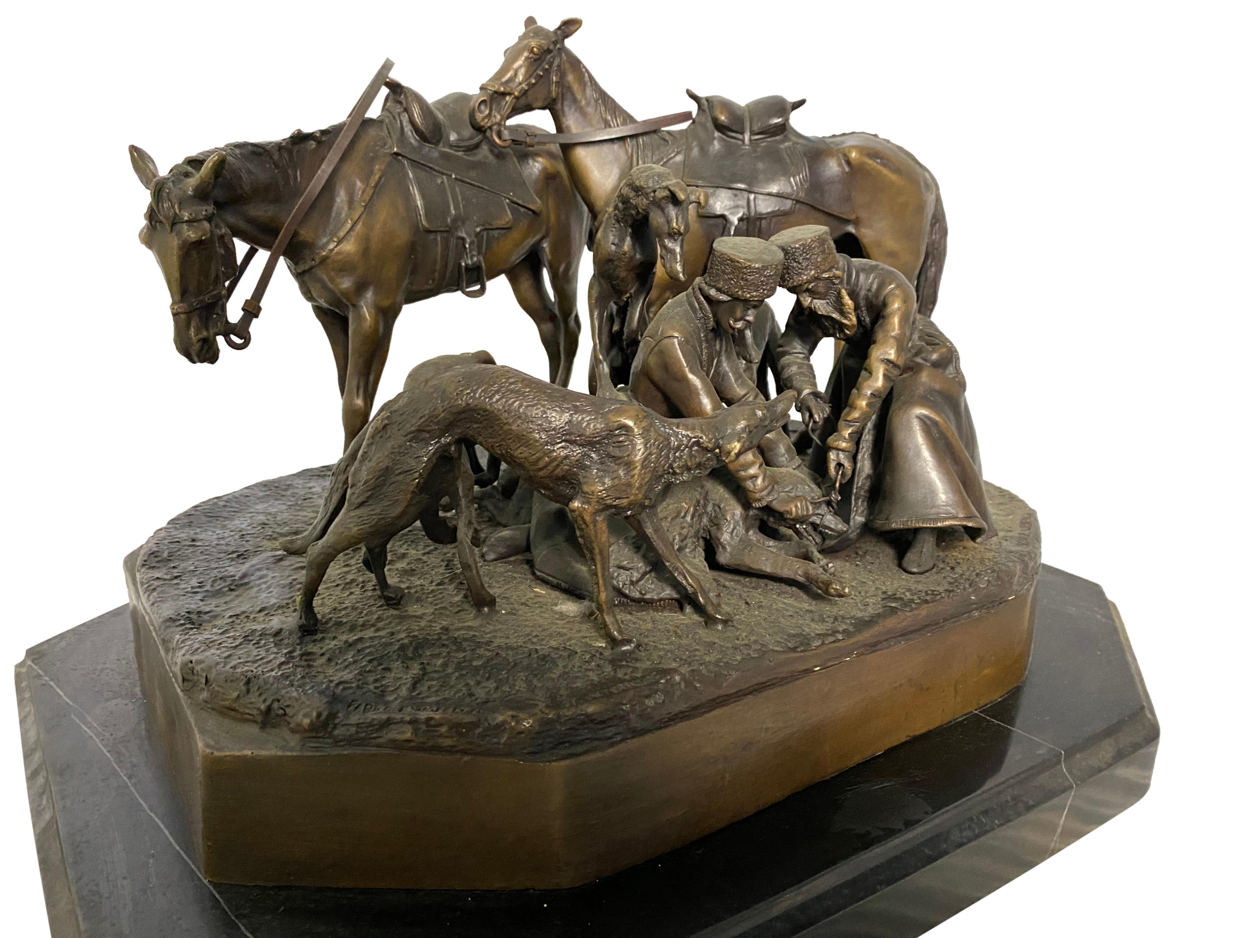 Bronze Sculpture of Russian Hunting Party, 19th Century For Sale 3