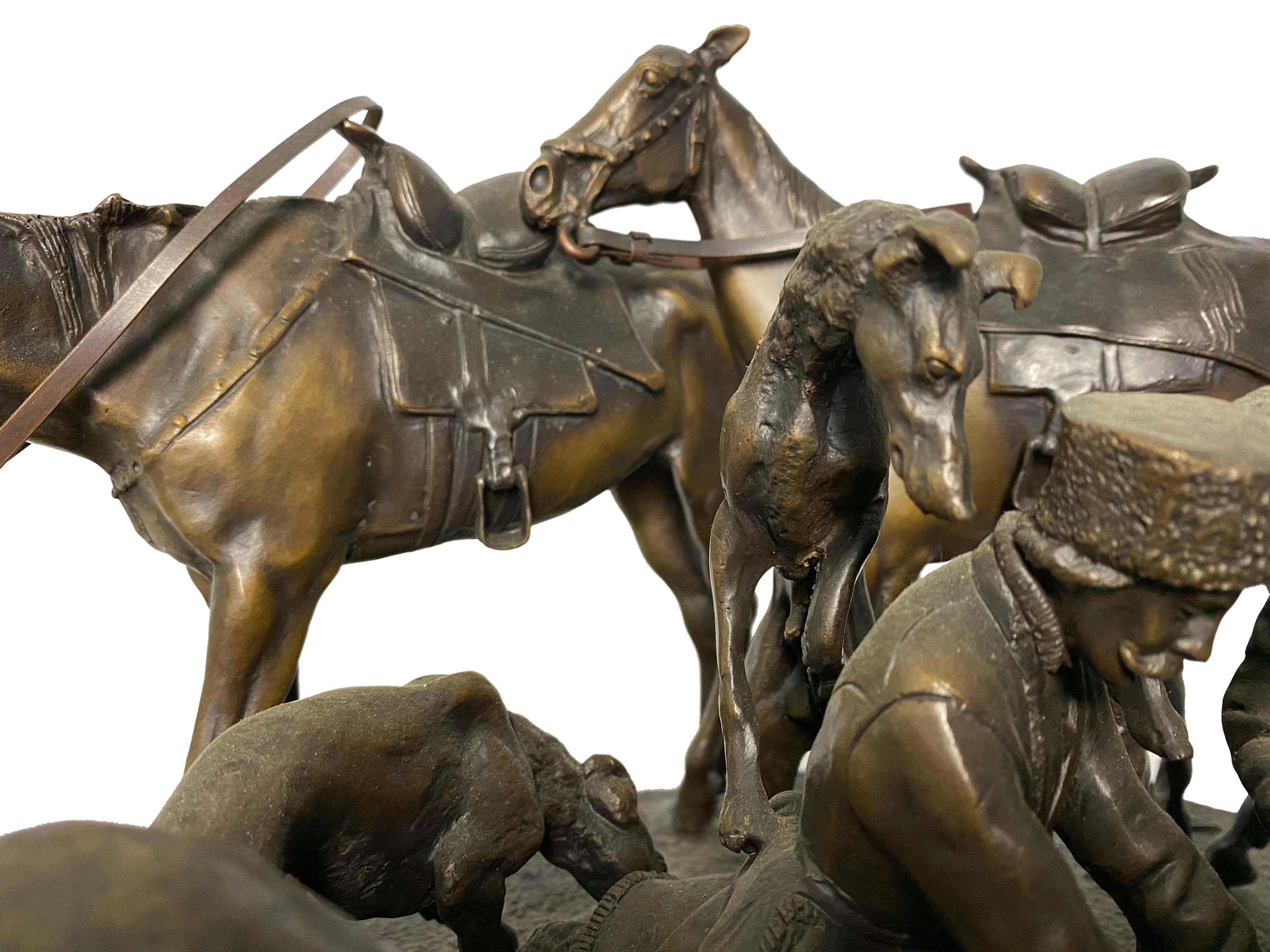 Neoclassical Bronze Sculpture of Russian Hunting Party, 19th Century For Sale