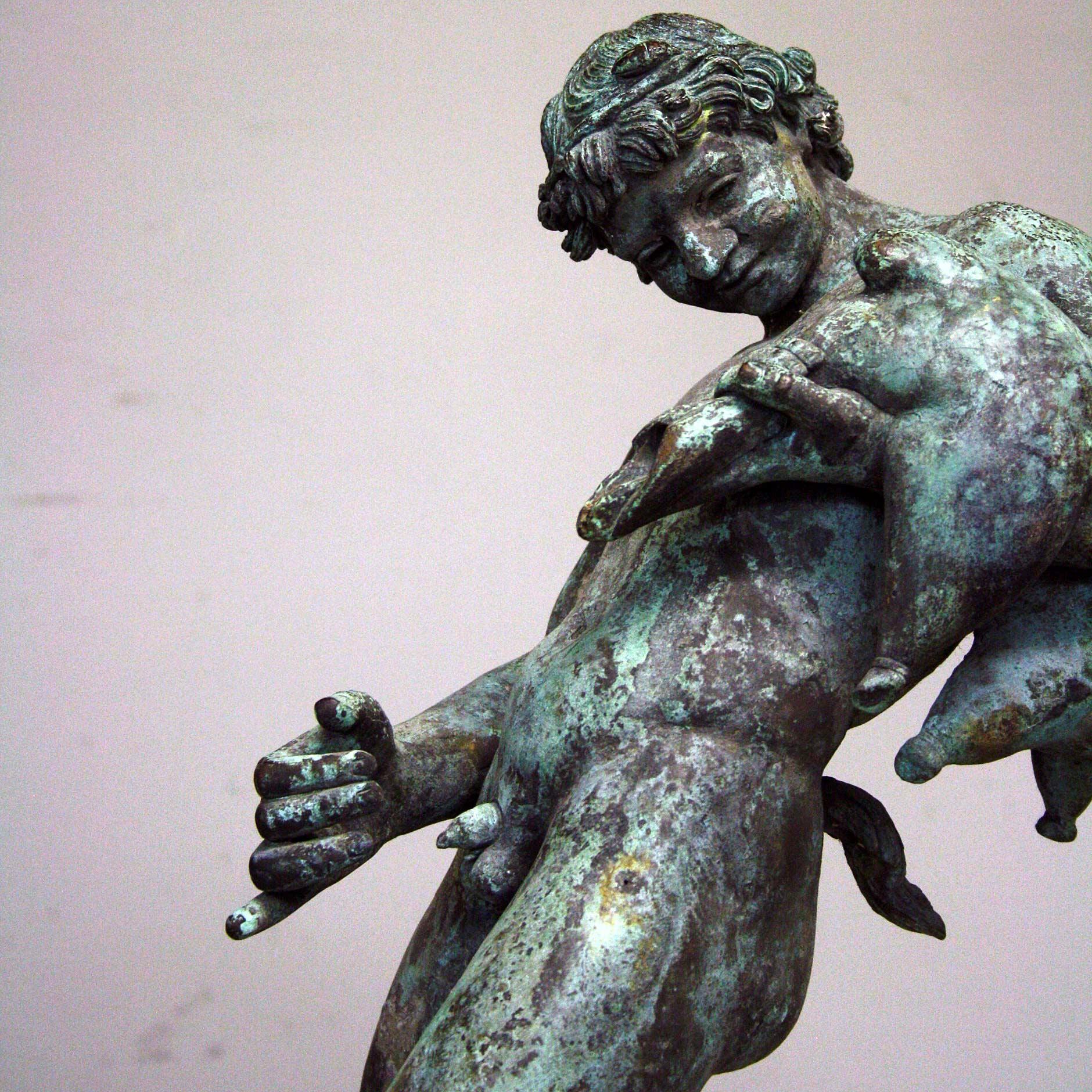 Bronze Sculpture of Satyr with Wineskin After an Antique Original, 19th Century For Sale 2