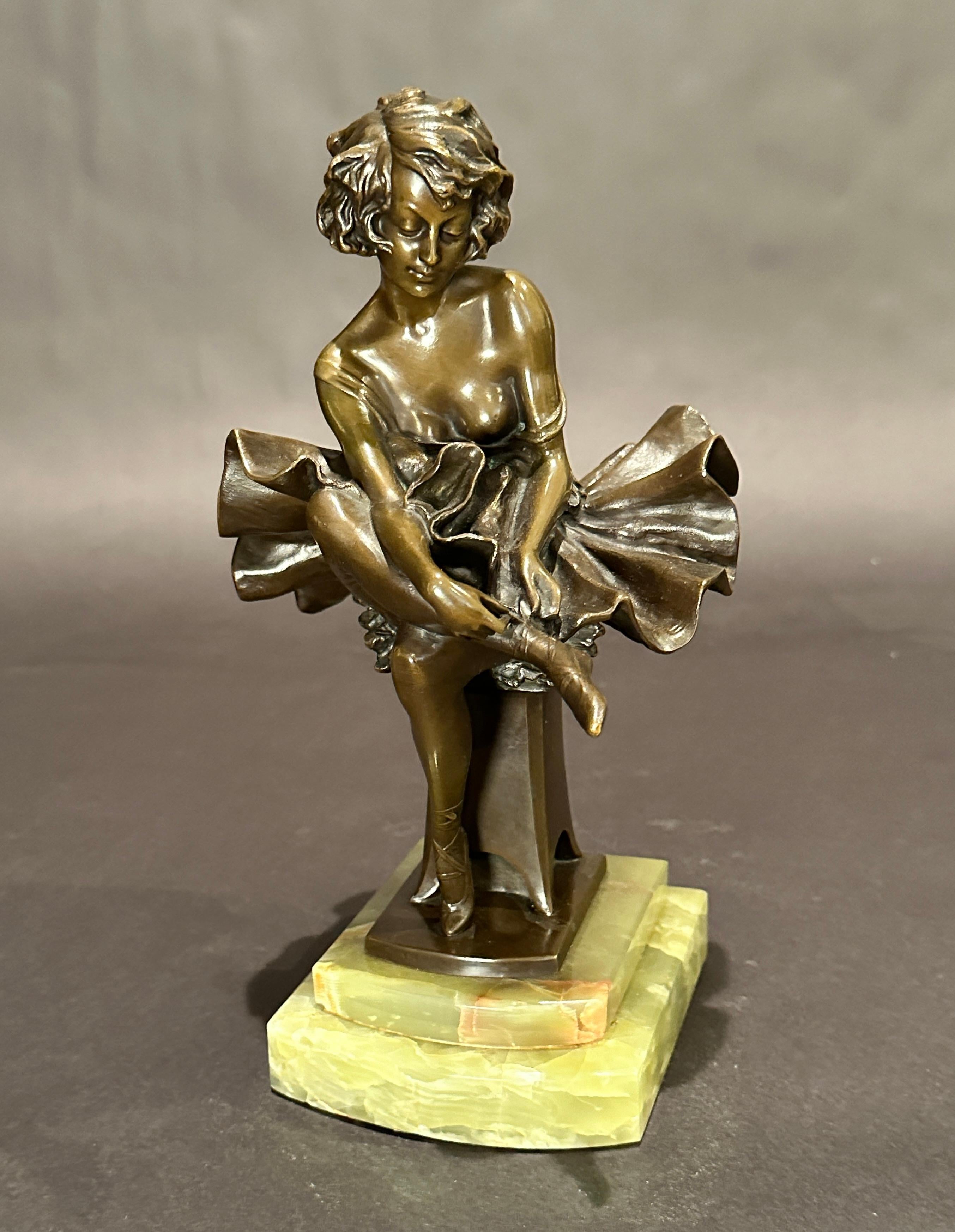 Early 20th Century Bronze Sculpture Of Seated Ballerina By Josef Lorenzl For Sale