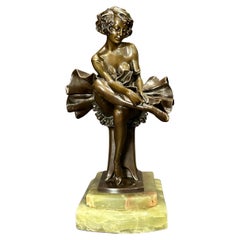 Bronzeskulptur einer sitzenden Ballerina aus Bronze von Josef Lorenzl