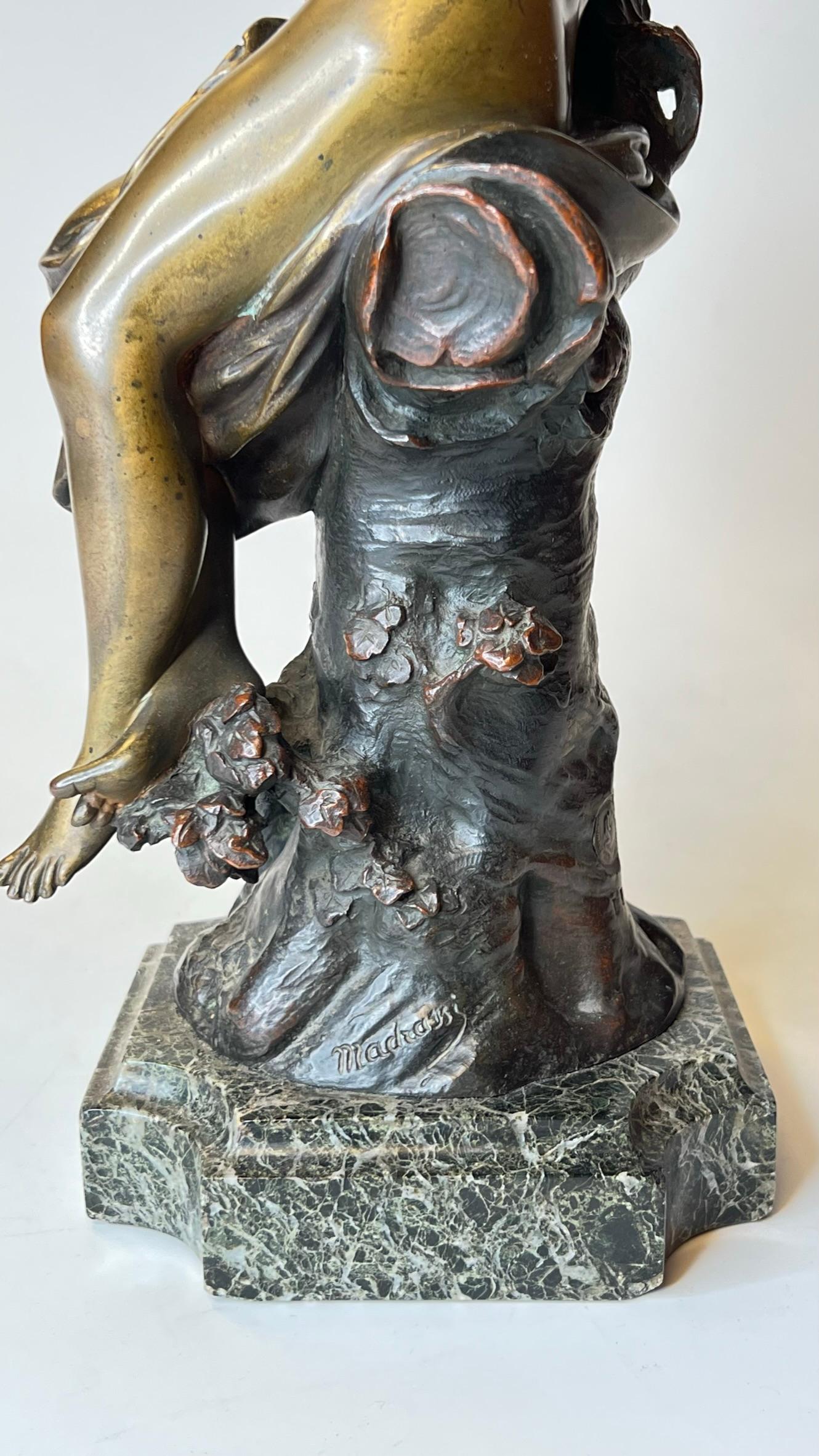 Bronze Sculpture of Sleeping Maiden by Luca Madrassi (1848-1918) For Sale 5