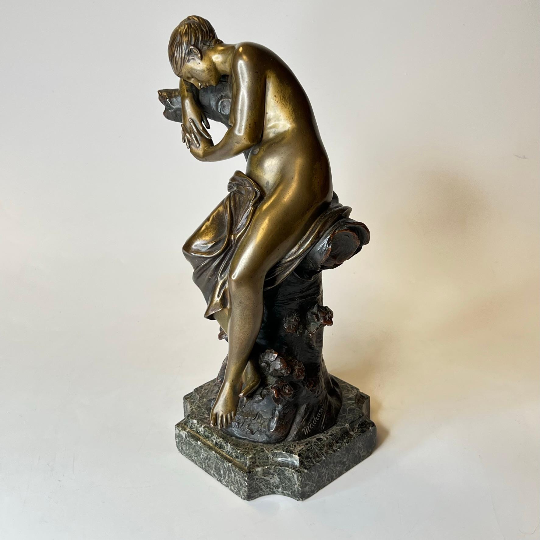 Bronze Sculpture of Sleeping Maiden by Luca Madrassi (1848-1918) For Sale 2