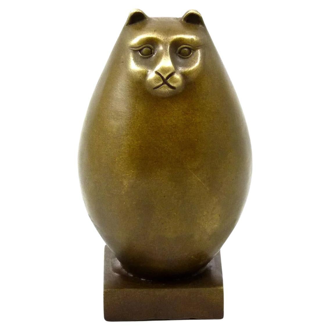 Bronze Sculpture of the Big Cat after Fernando Botero, 20th Century. For Sale