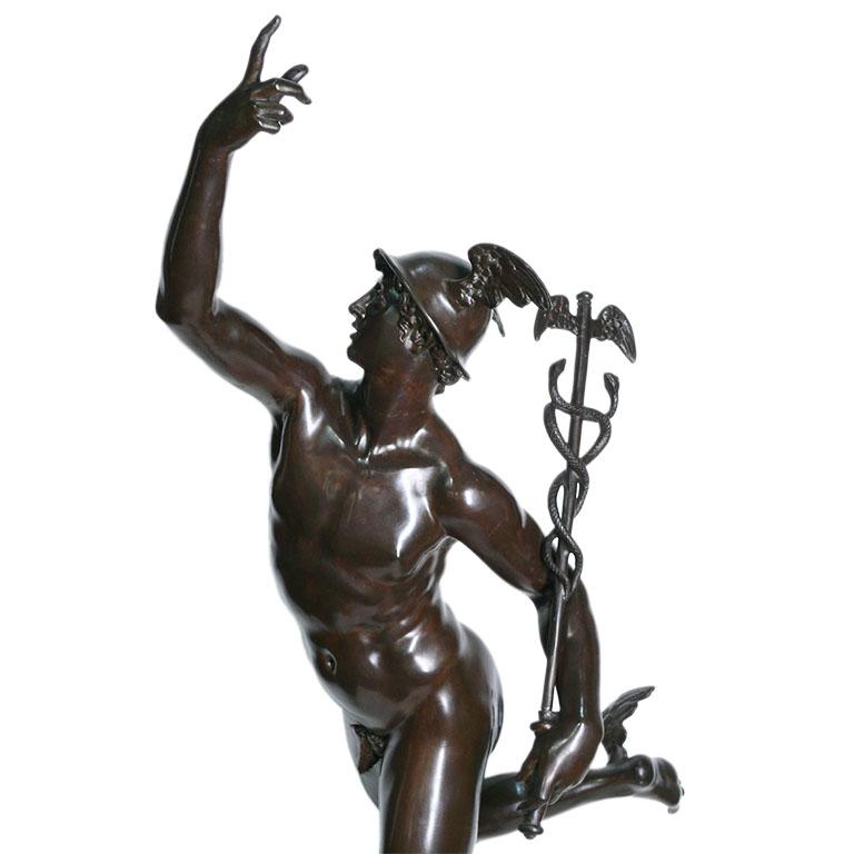 Neoclassico Scultura in bronzo del dio Mercurio in vendita