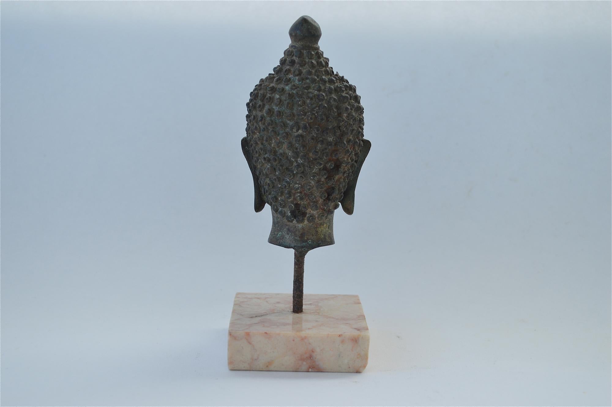 Indian Bronze Sculpture of the Head of Buddha