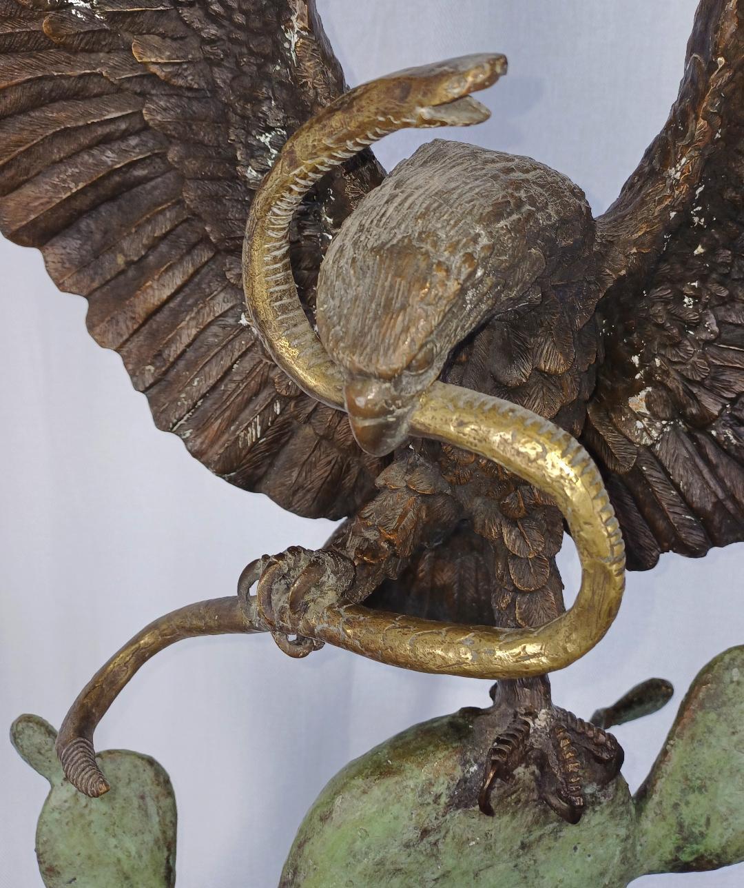 Ferronnerie Sculpture en bronze d'Alberto Estrada représentant l'aigle mexicain