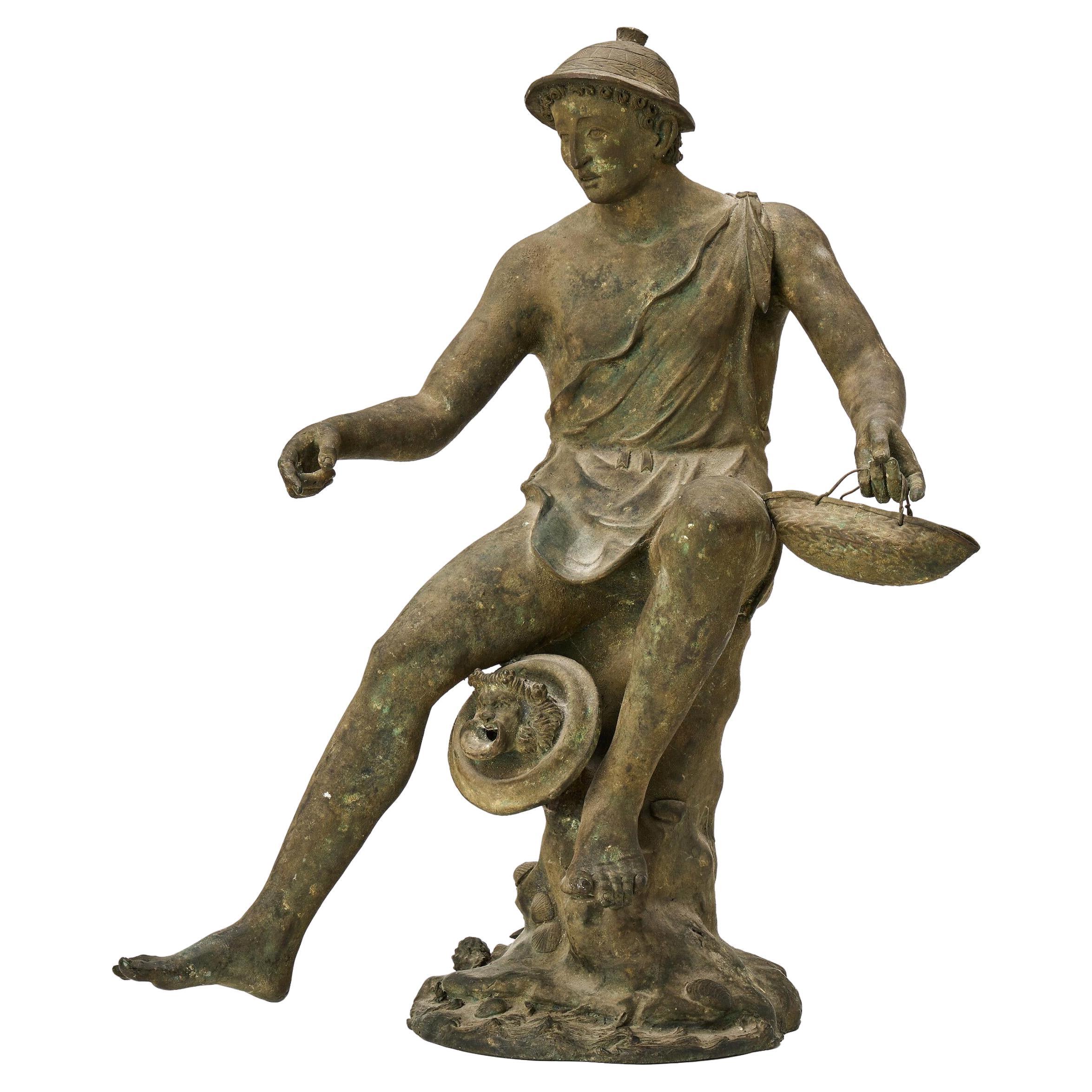 Scultura in bronzo del Pescatore napoletano dopo l'Antico, XIX secolo in vendita