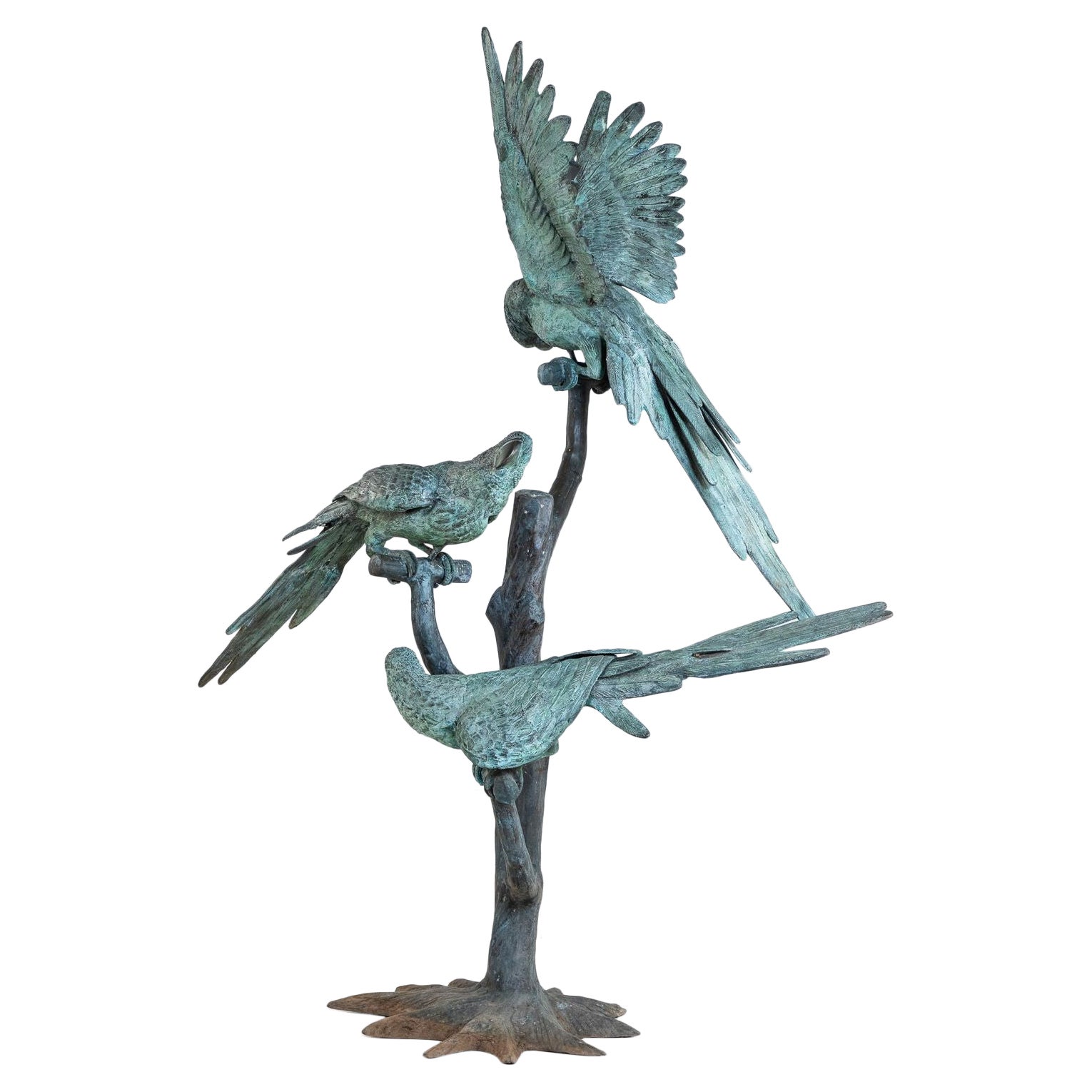 Bronze Sculpture of Three Parrots, Italy Mid 20th C. im Angebot
