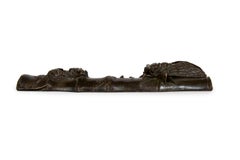 Bronze sculpture of two cicadas on a bamboo, used by calligraphs to hold paper