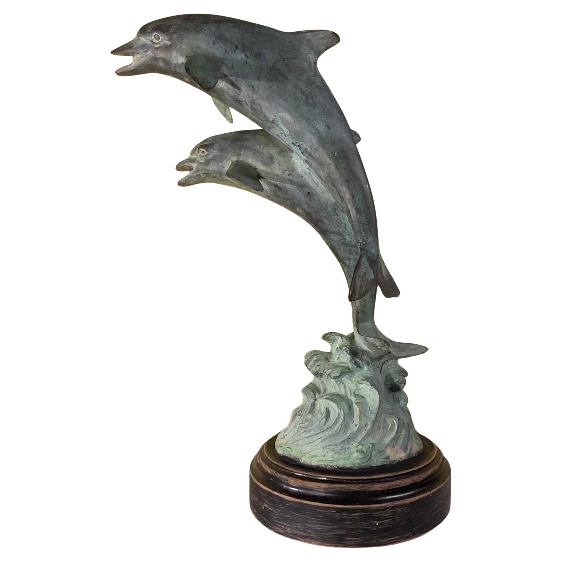 Bronze Sculpture Of Two Dolphins