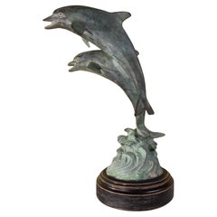 Bronze-Skulptur zweier Delphine aus Bronze