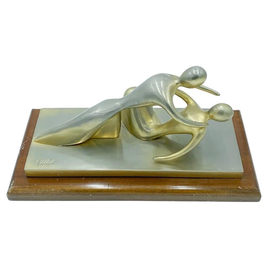 Bronze Sculpture of Two Lovers by Virgilio Guidi, 1970s For Sale