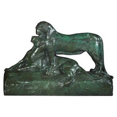 Bronze Sculpture of Two Panthers, by Maximillien Louis Fiot