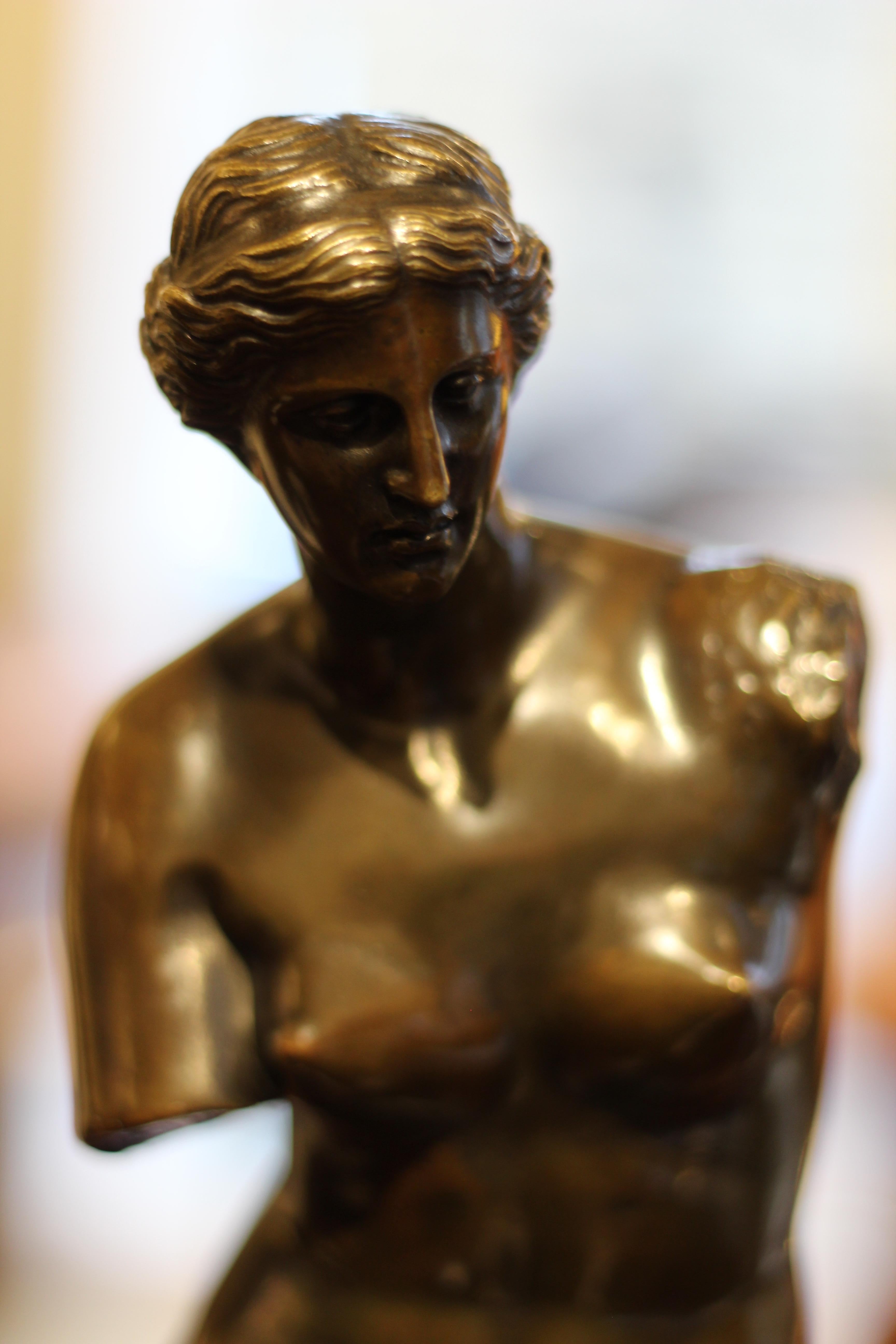 Bronze Sculpture of Venus on a Terracotta Marble Base In Good Condition For Sale In Lincoln, GB