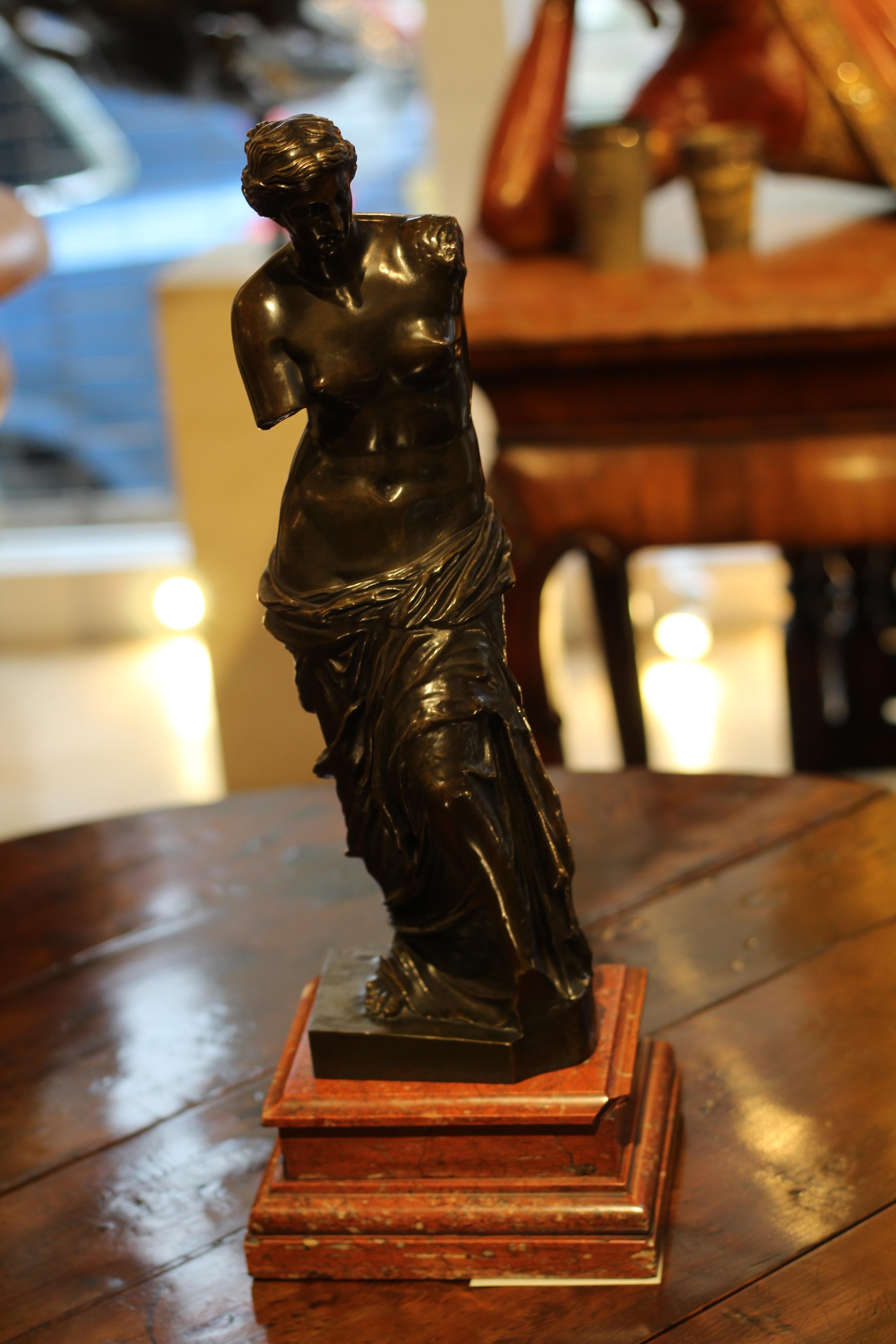 Bronze Sculpture of Venus on a Terracotta Marble Base For Sale 4
