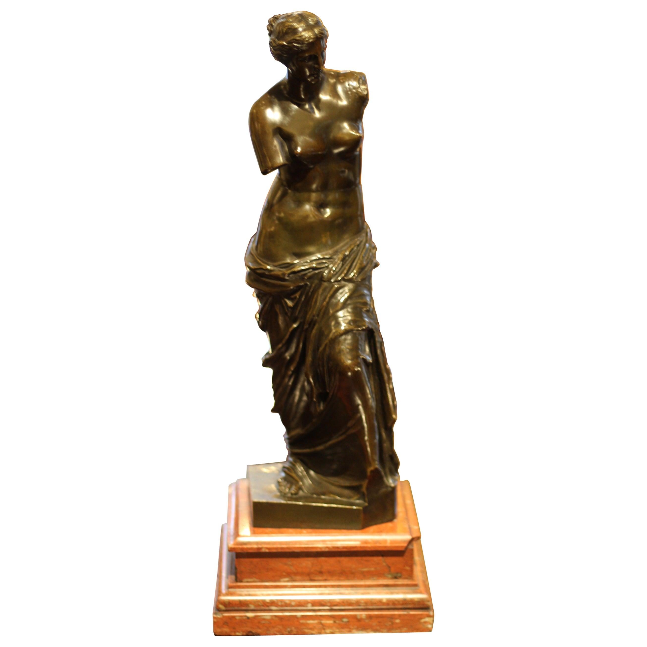 Bronze Sculpture of Venus on a Terracotta Marble Base