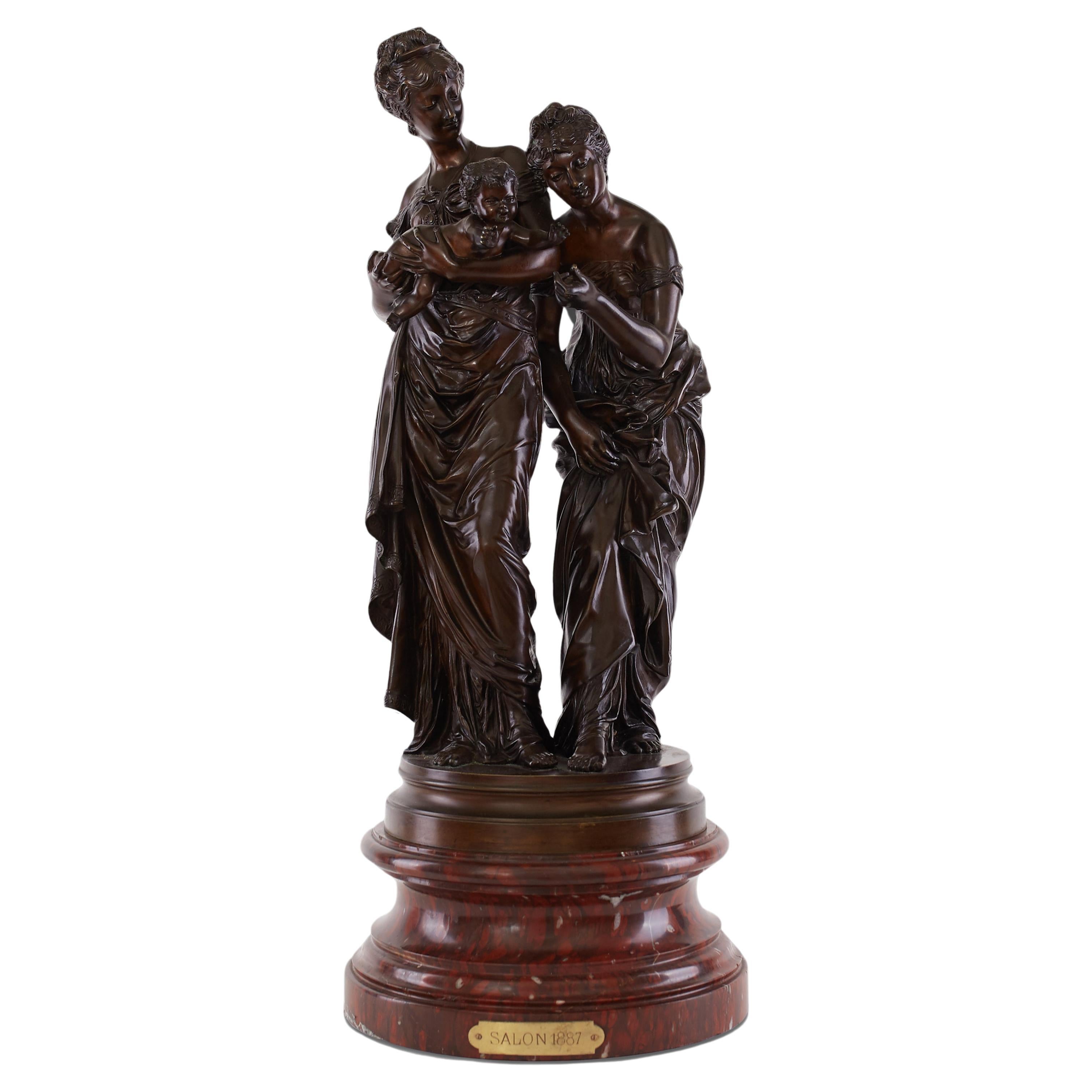 Sculpture en bronze de femmes victoriennes du 19ème siècle