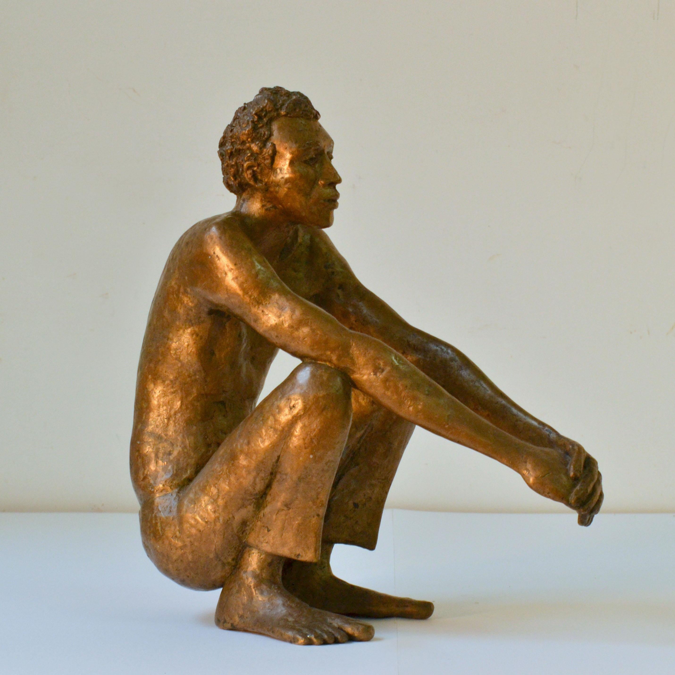 Cast Bronze Sculpture of Waiting Man, Dutch 1986 For Sale