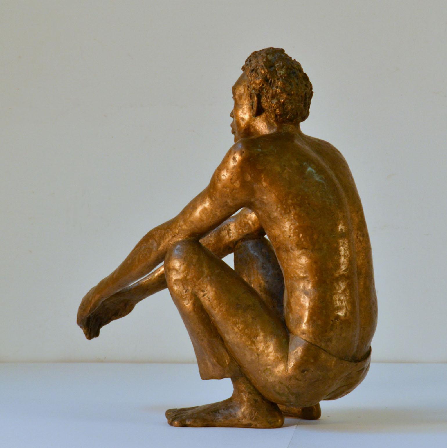 Bronze Sculpture of Waiting Man, Dutch 1986 In Excellent Condition For Sale In London, GB