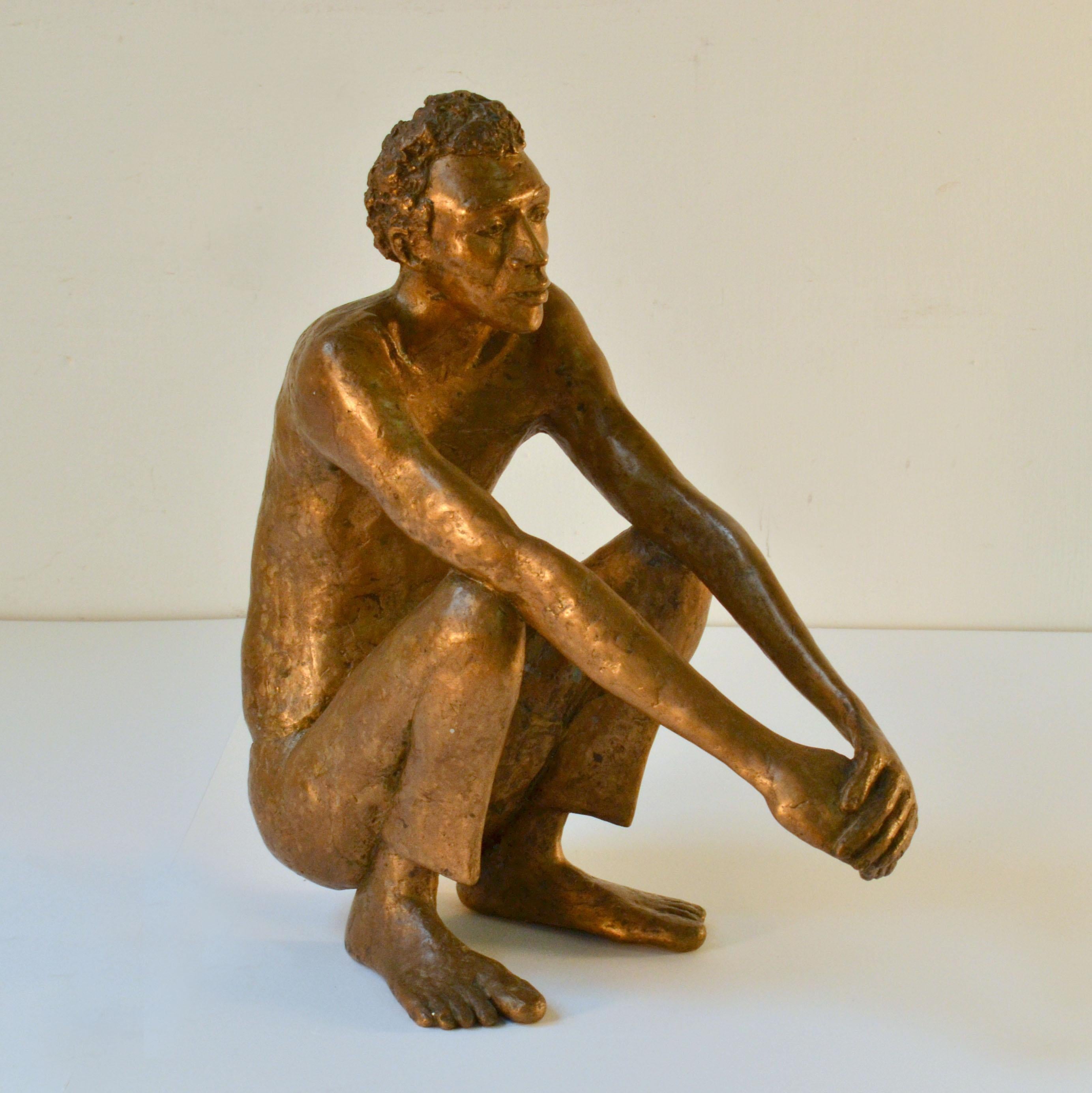 Late 20th Century Bronze Sculpture of Waiting Man, Dutch 1986 For Sale