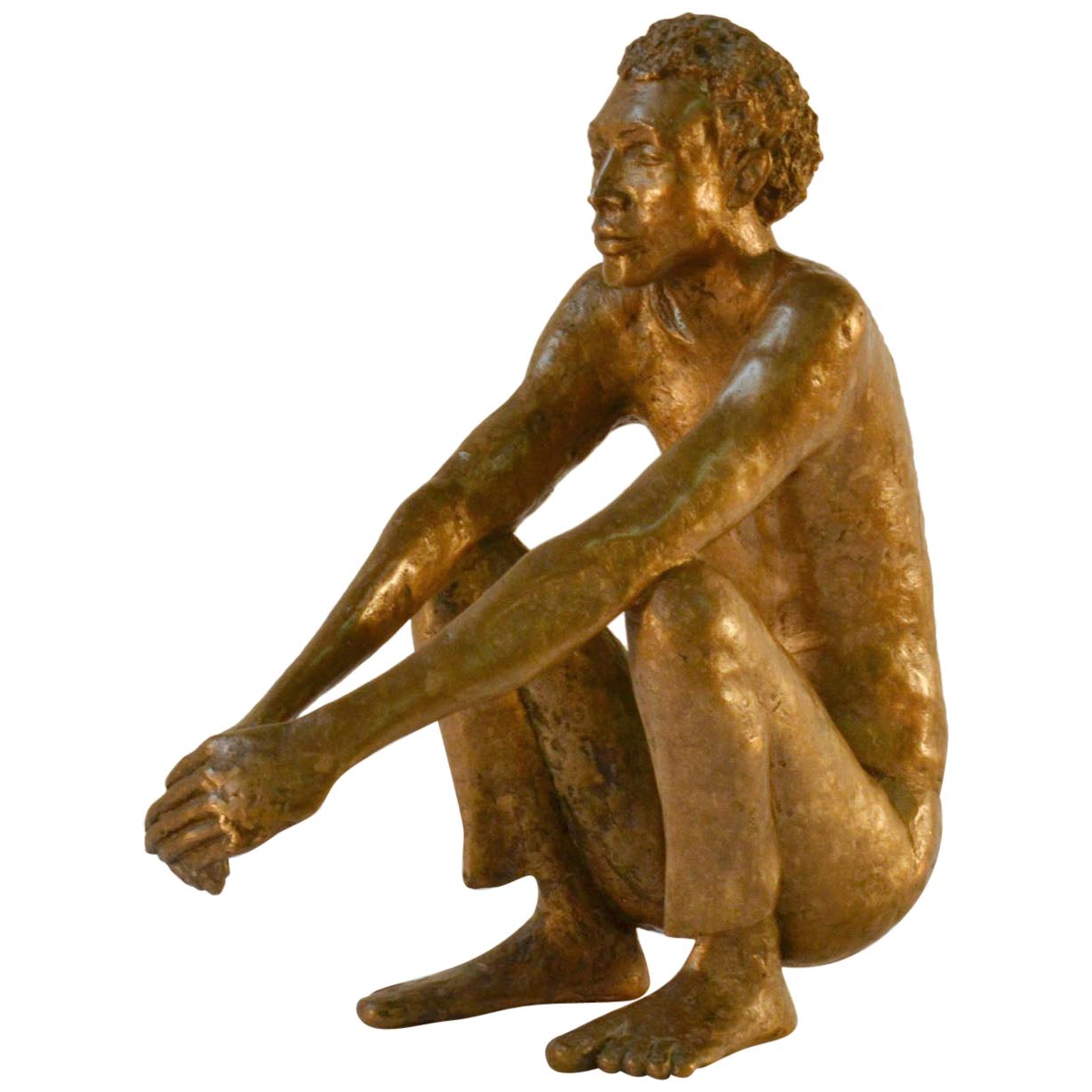 Bronze Sculpture of Waiting Man Dutch, 1986