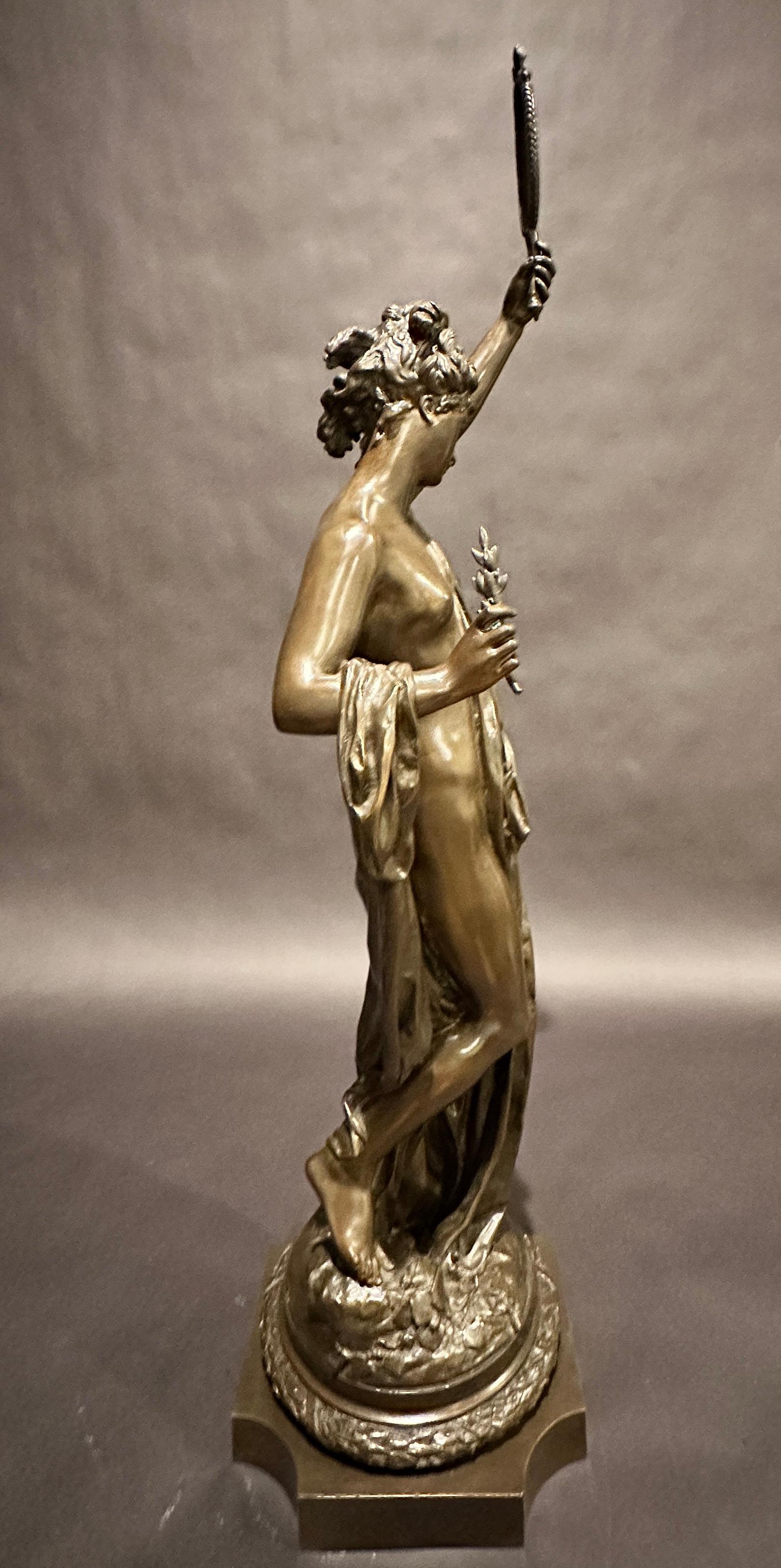 Francese Scultura in bronzo di donna 
