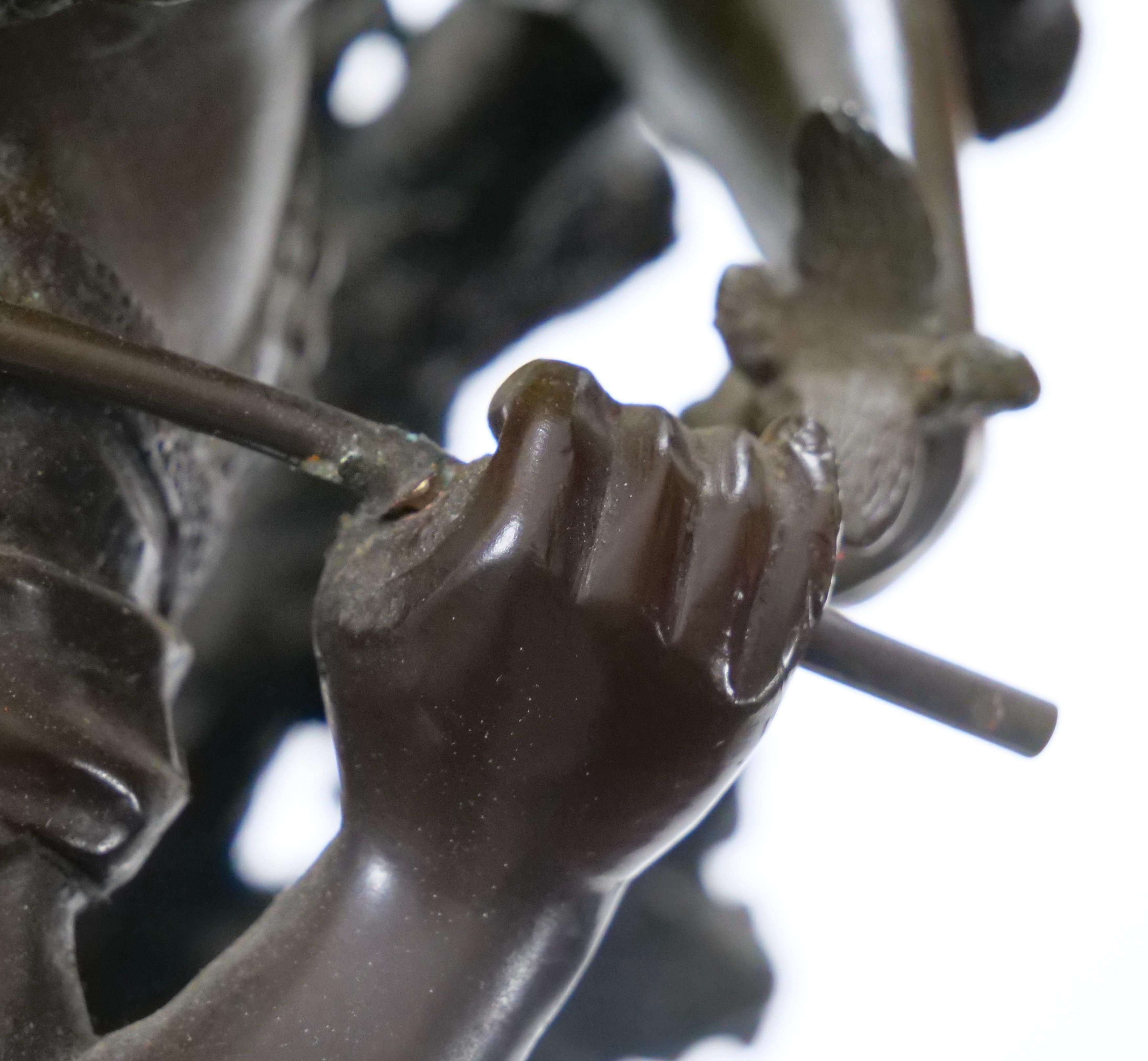 Scultura in bronzo di giovane ragazza / Base in marmo di Moreau in vendita 6