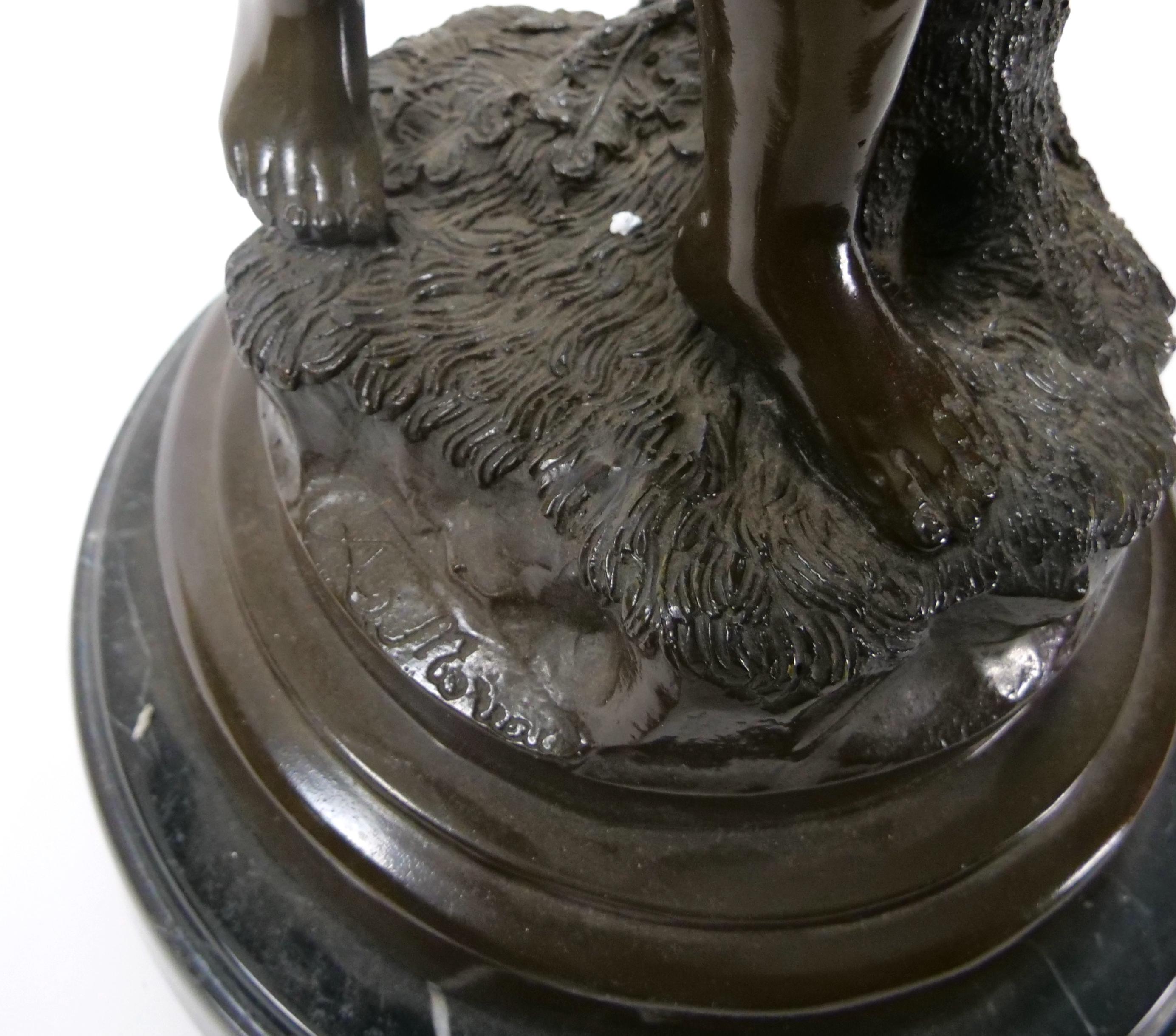 Scultura in bronzo di giovane ragazza / Base in marmo di Moreau in vendita 8