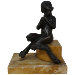 Bronze Sculpture of Young Pan Playing a Flute
