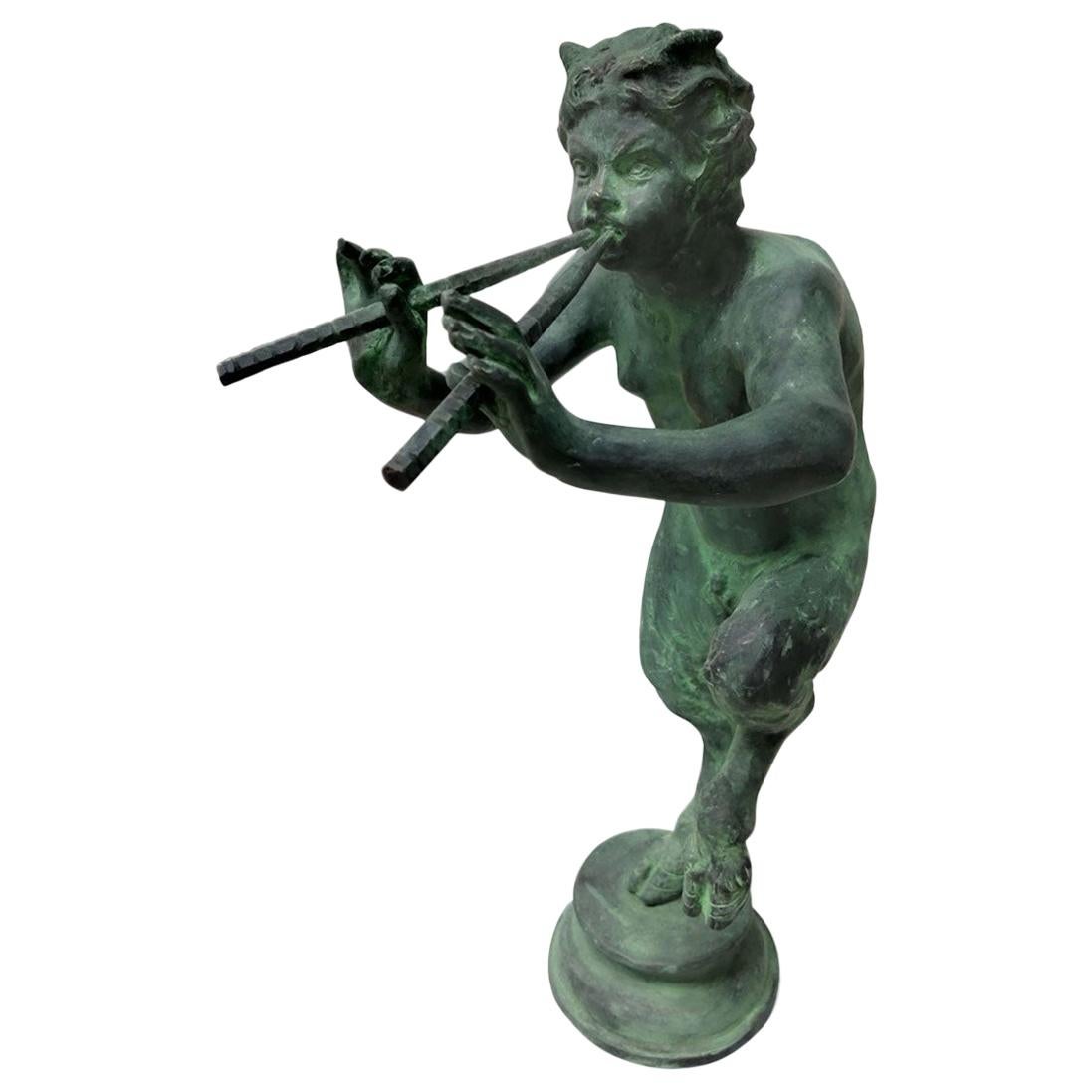 Bronze Sculpture of Young Pan Playing the Aulos For Sale