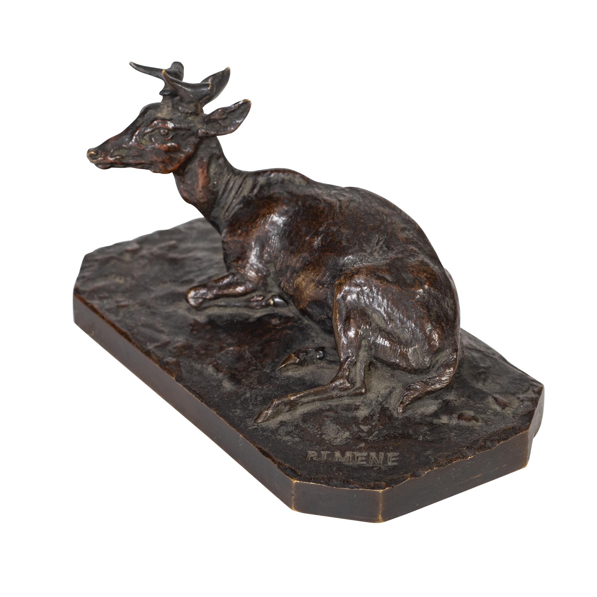 19th Century Bronze Sculpture of Young Stag by Pierre-Jules Mene For Sale