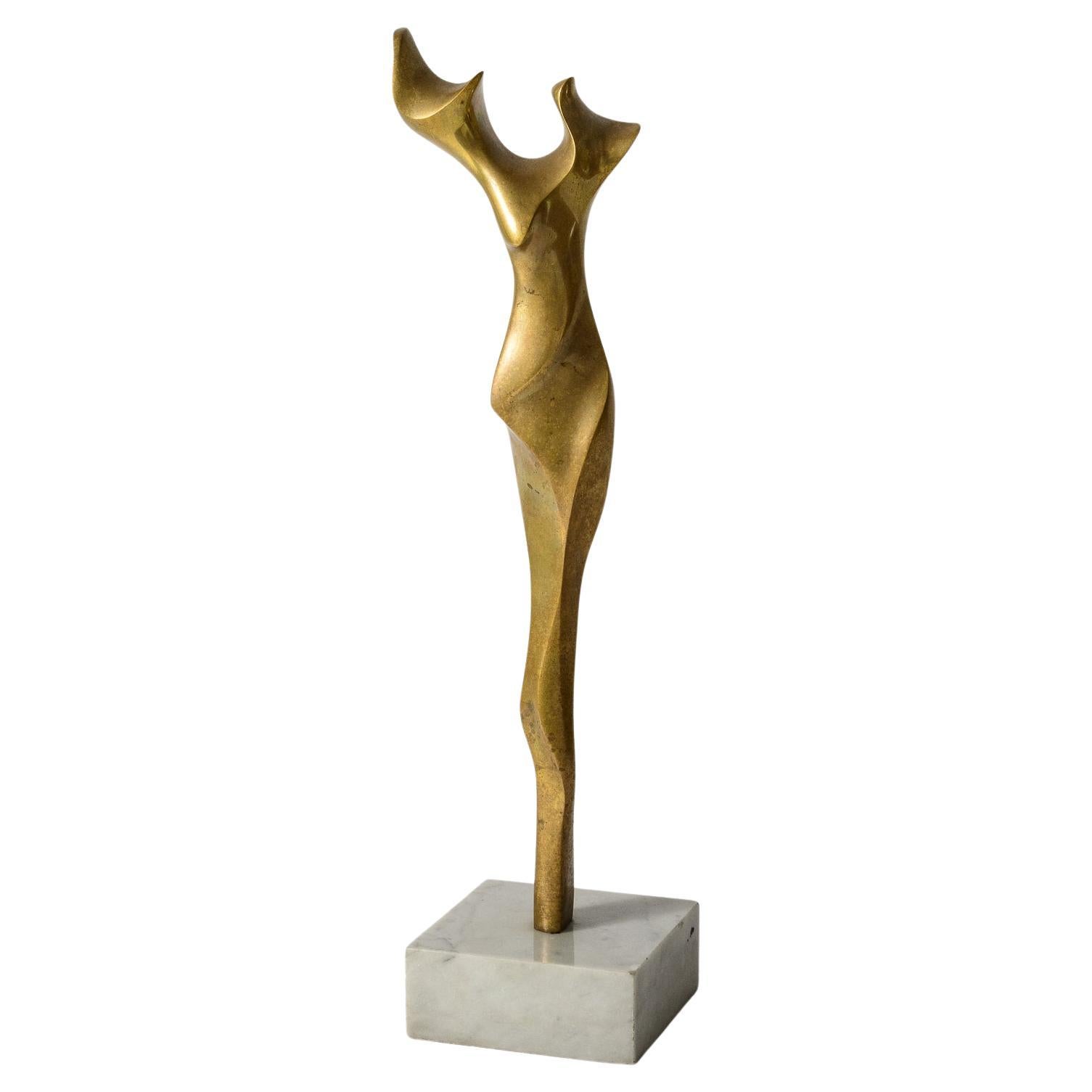 Sculpture en bronze sur socle en marbre en vente