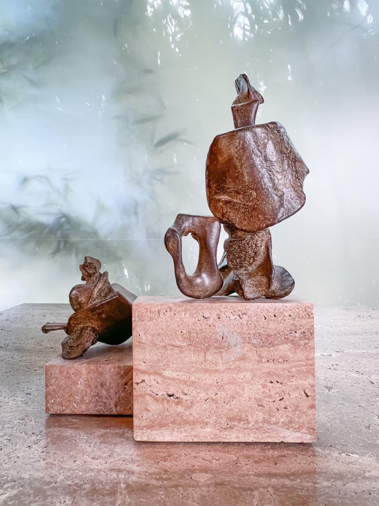 Bronze Sculpture on Travertine Base by James Edward Ritchie For Sale at ...