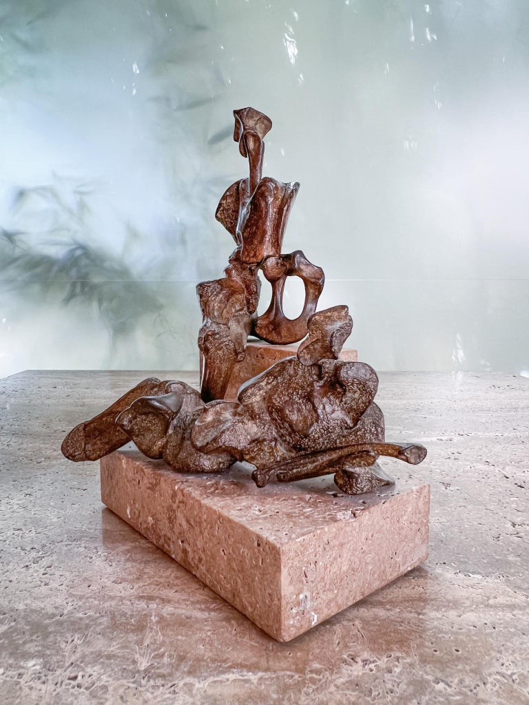 Bronze Sculpture on Travertine Base by James Edward Ritchie For Sale at ...