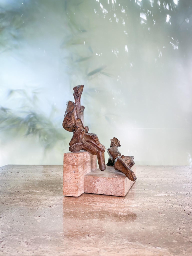 Bronze Sculpture on Travertine Base by James Edward Ritchie For Sale at ...