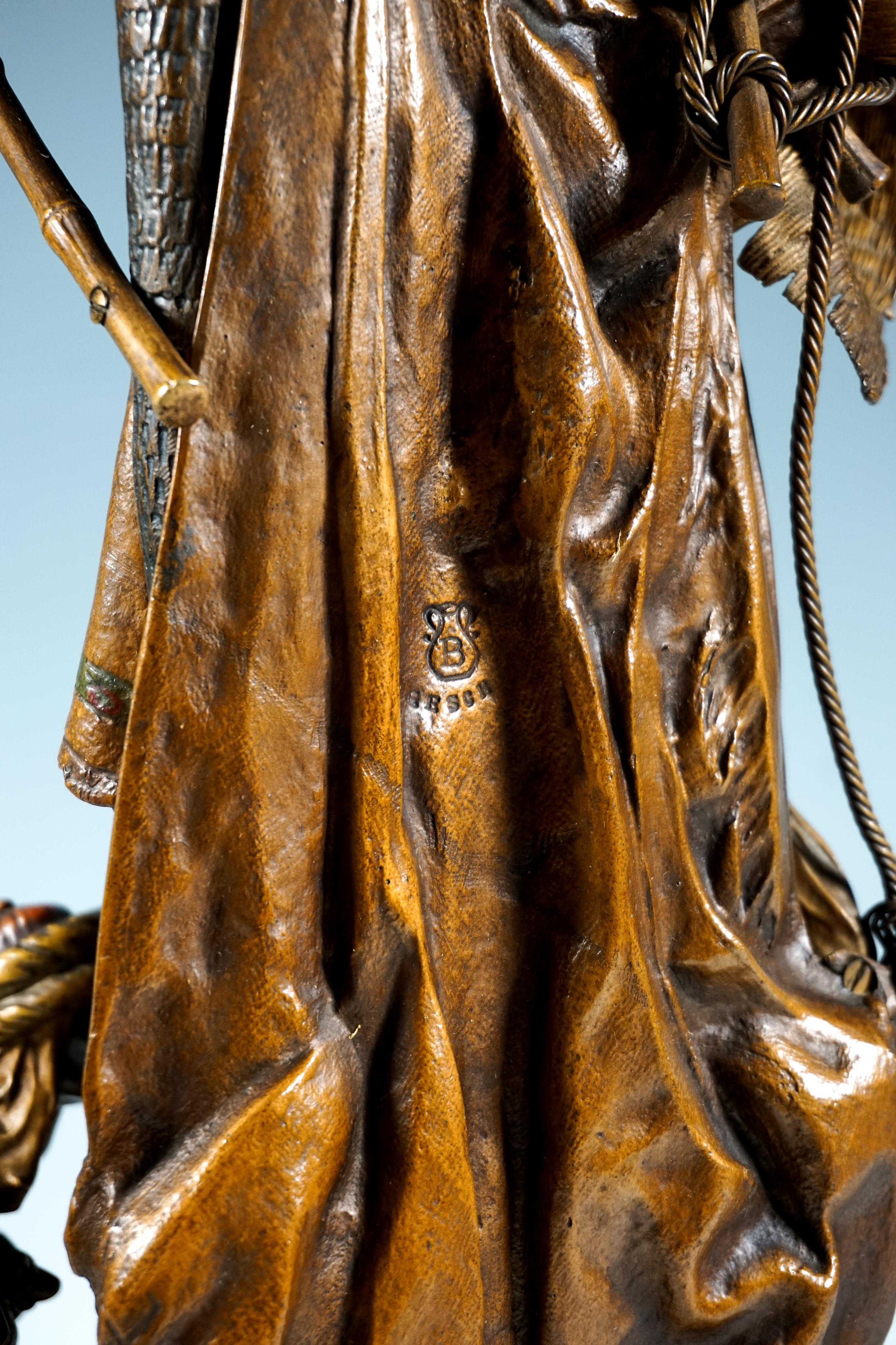 Escultura de bronce, Escena oriental bajo palmeras con iluminación, Bergmann Vienna 6
