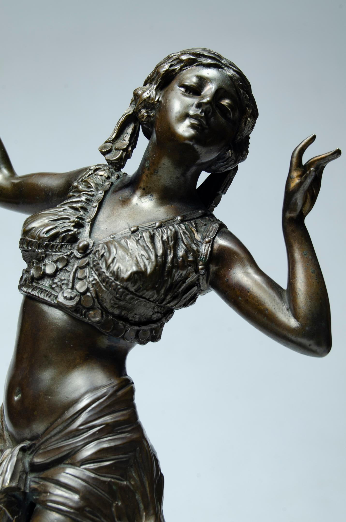 Italian Bronze Sculpture Orientalist Dancer, Artist Fatori For Sale