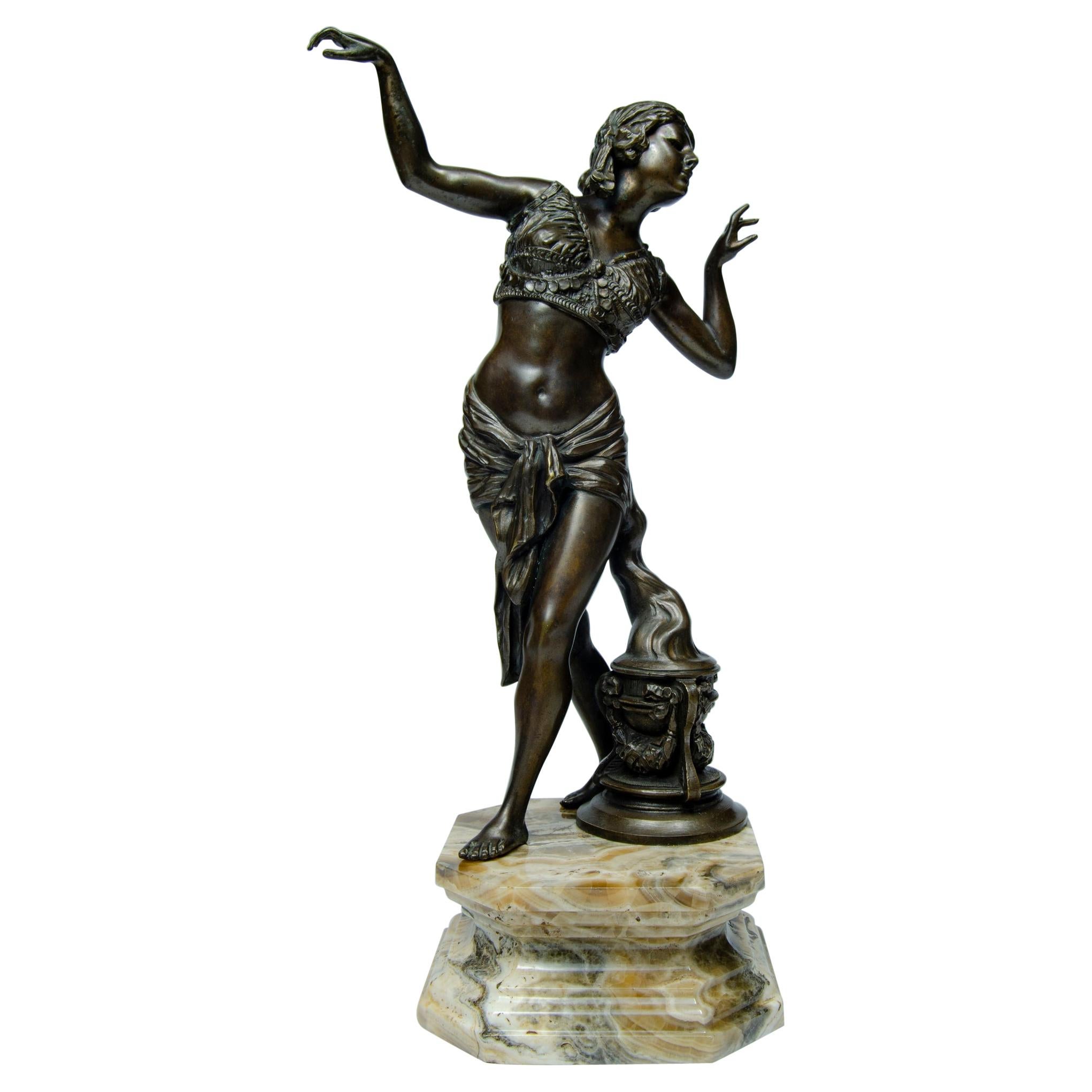 Sculpture en bronze d'une danseuse orientaliste, artiste Fatori