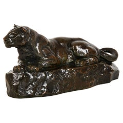 Bronze Sculpture "Panther of Tunisia" After Antoine-Louis Barye, Barbedienne