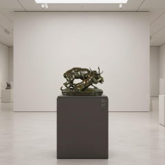 Bronze Sculpture “Panther Seizing Stag” after Antoine-Louis Barye & Barbedienne
