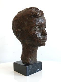 Bronze sculpture "Portrait of a boy" by Momcilo Milovanovic, Yugoslavia 1954