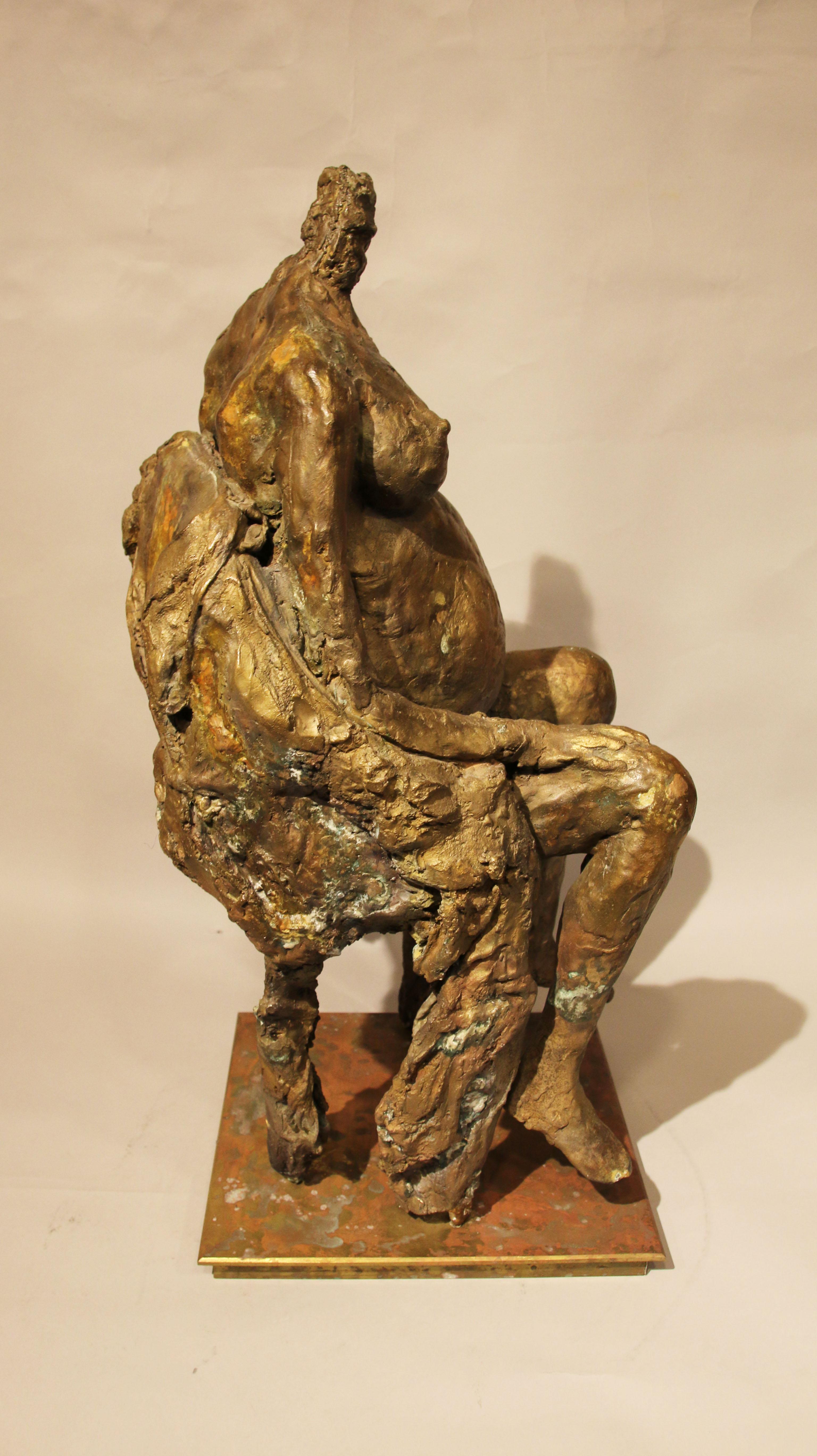 Sculpture en bronze «gnante femme assise » de Karen Finkelstein Bon état - En vente à Saint-Ouen, FR