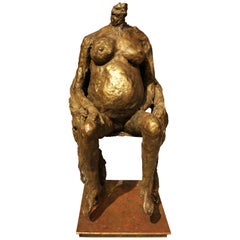 Bronze Sculpture "Pregnant woman sitting" by Karen Finkelstein
