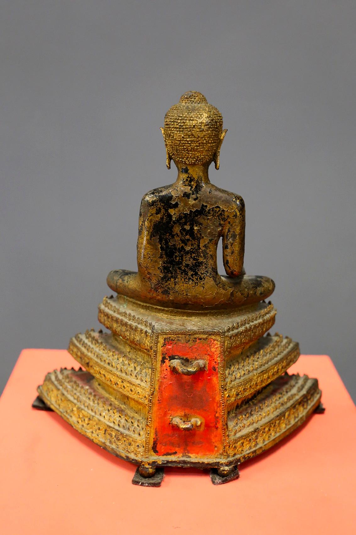 Anglo-Indian Bronze Sculpture Rattanakosin Thai Depicting a Buddha, 18th Century